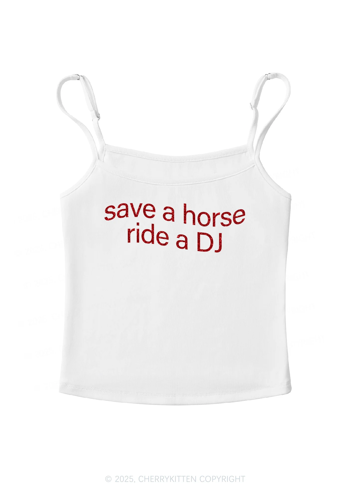 Glitter Ride A DJ Y2K Spaghetti Strap Cami Cherrykitten - Image 4