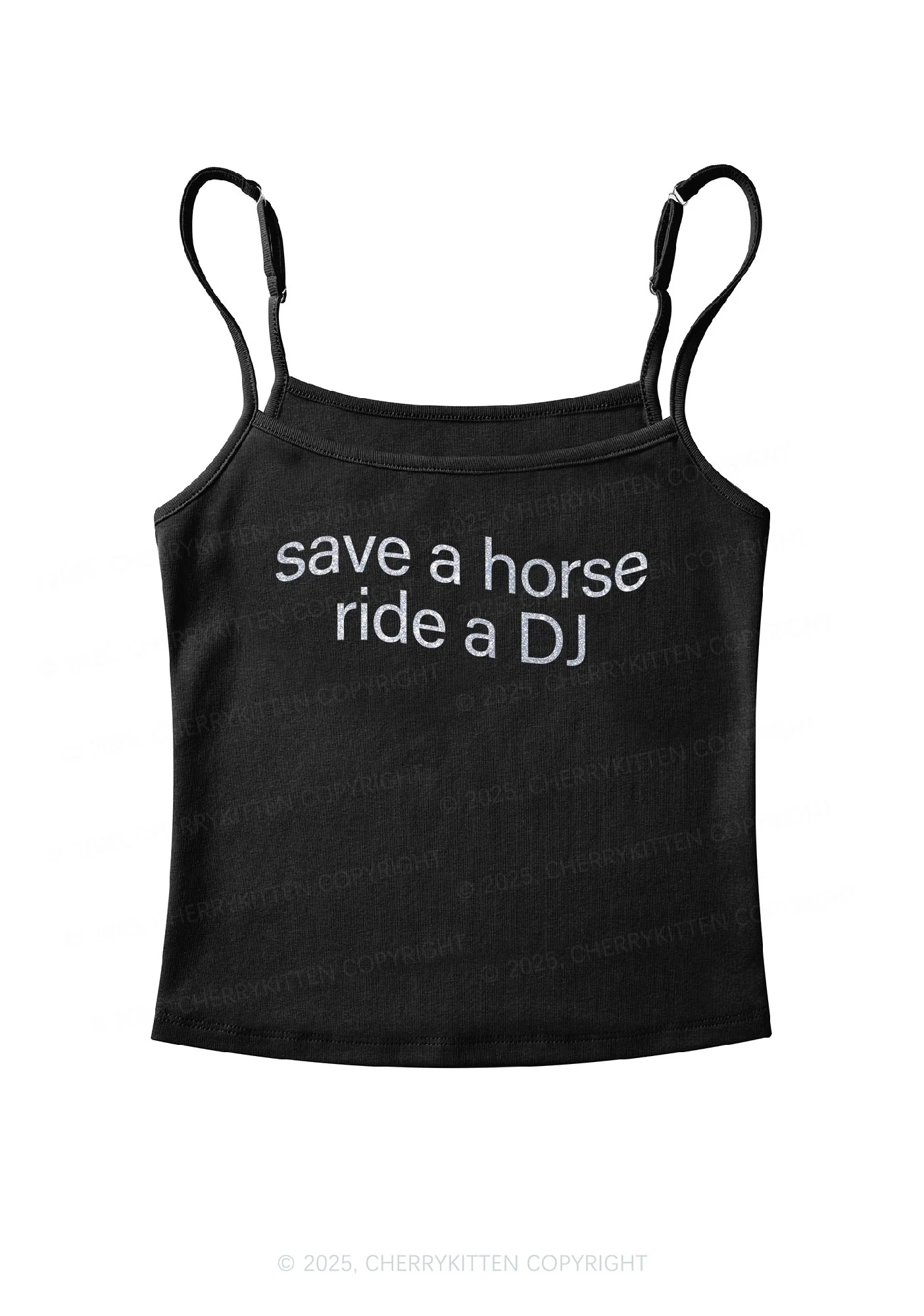 Glitter Ride A DJ Y2K Spaghetti Strap Cami Cherrykitten - Image 5