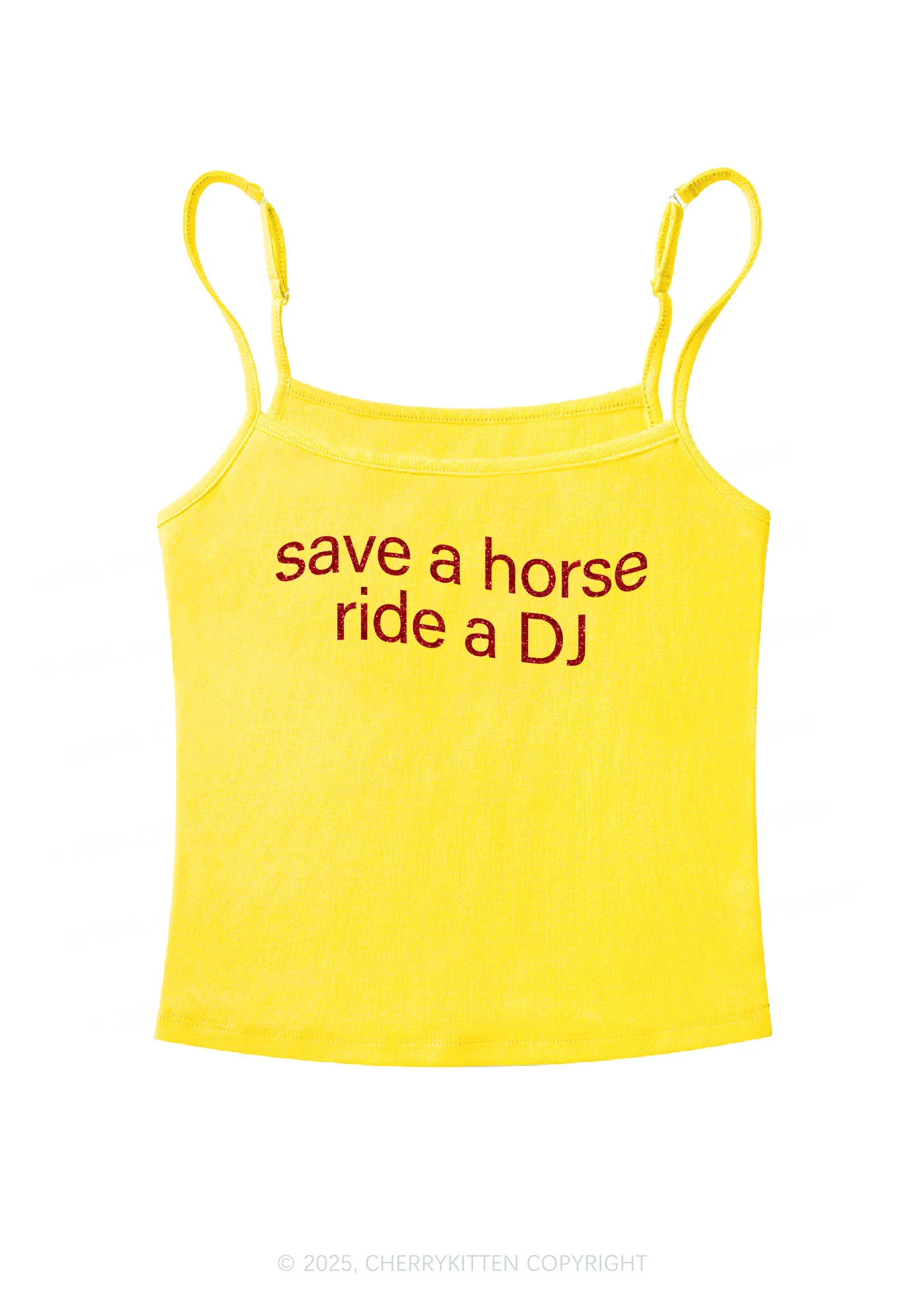 Glitter Ride A DJ Y2K Spaghetti Strap Cami Cherrykitten - Image 8