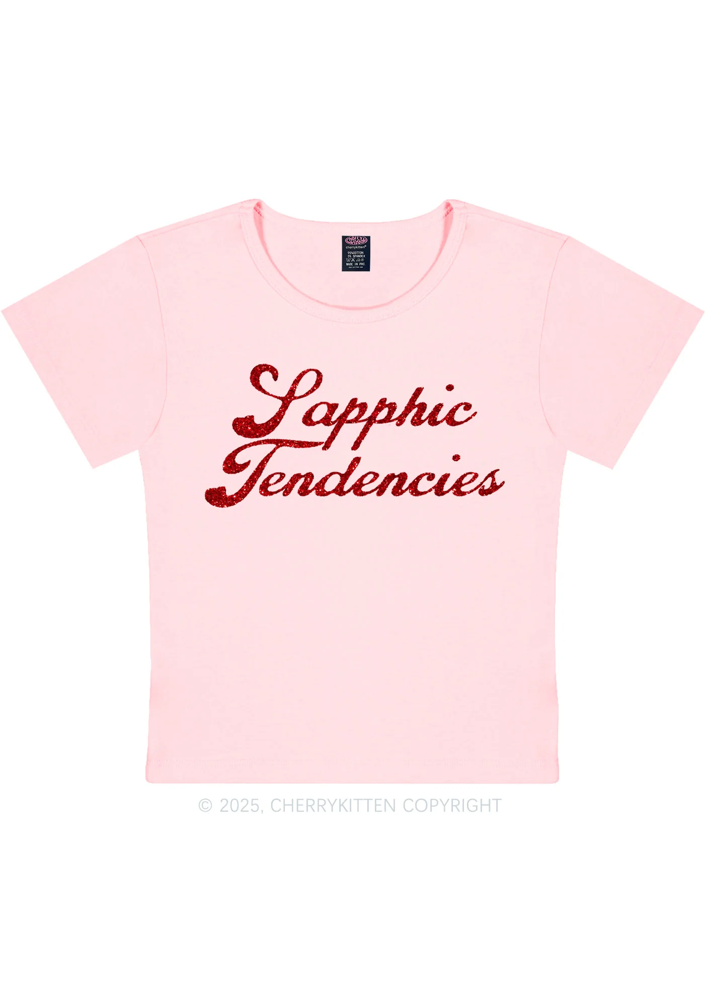 Glitter Sapphic Tendencies Pride Y2K Baby Tee Cherrykitten - Image 11