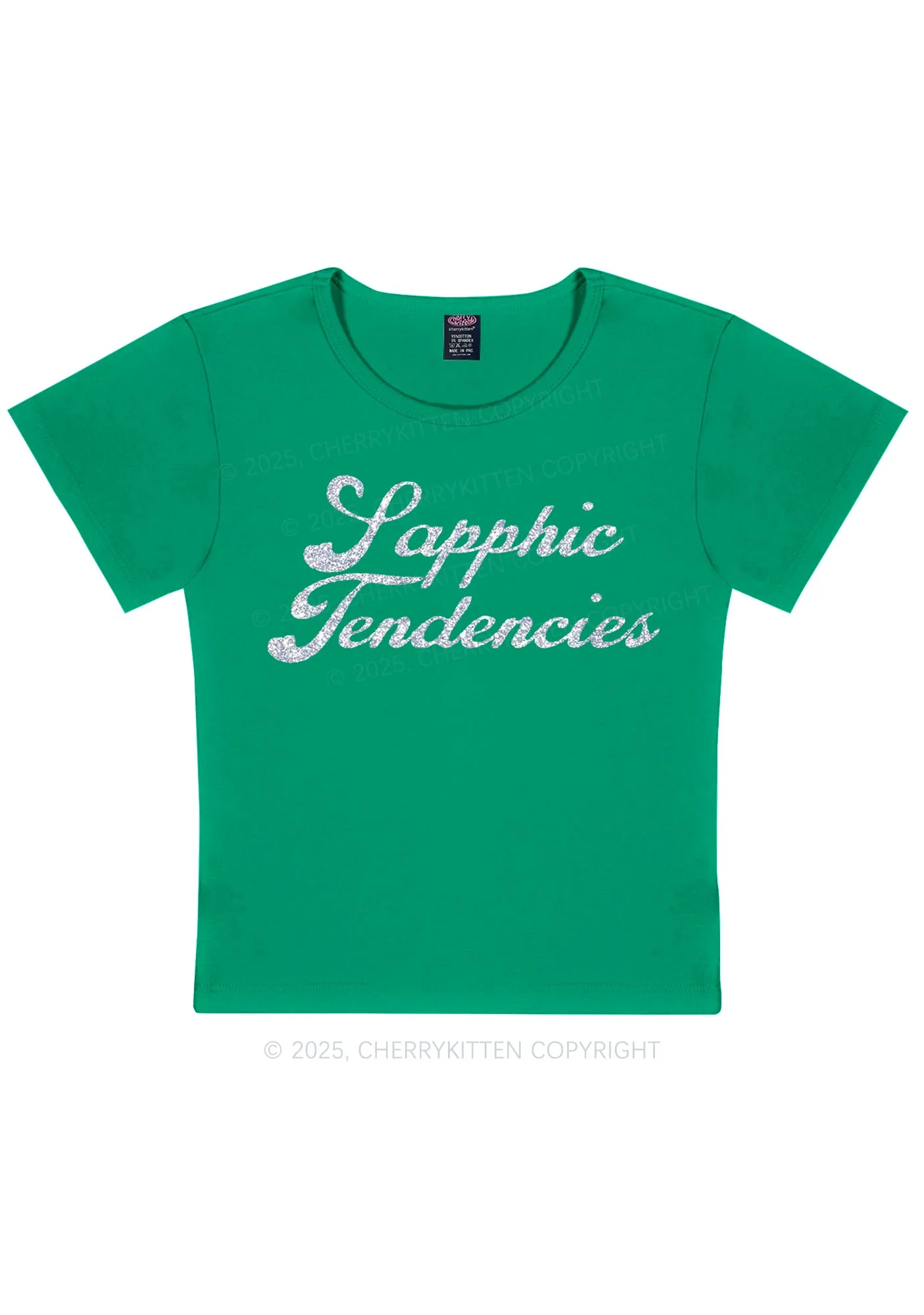 Glitter Sapphic Tendencies Pride Y2K Baby Tee Cherrykitten - Image 12