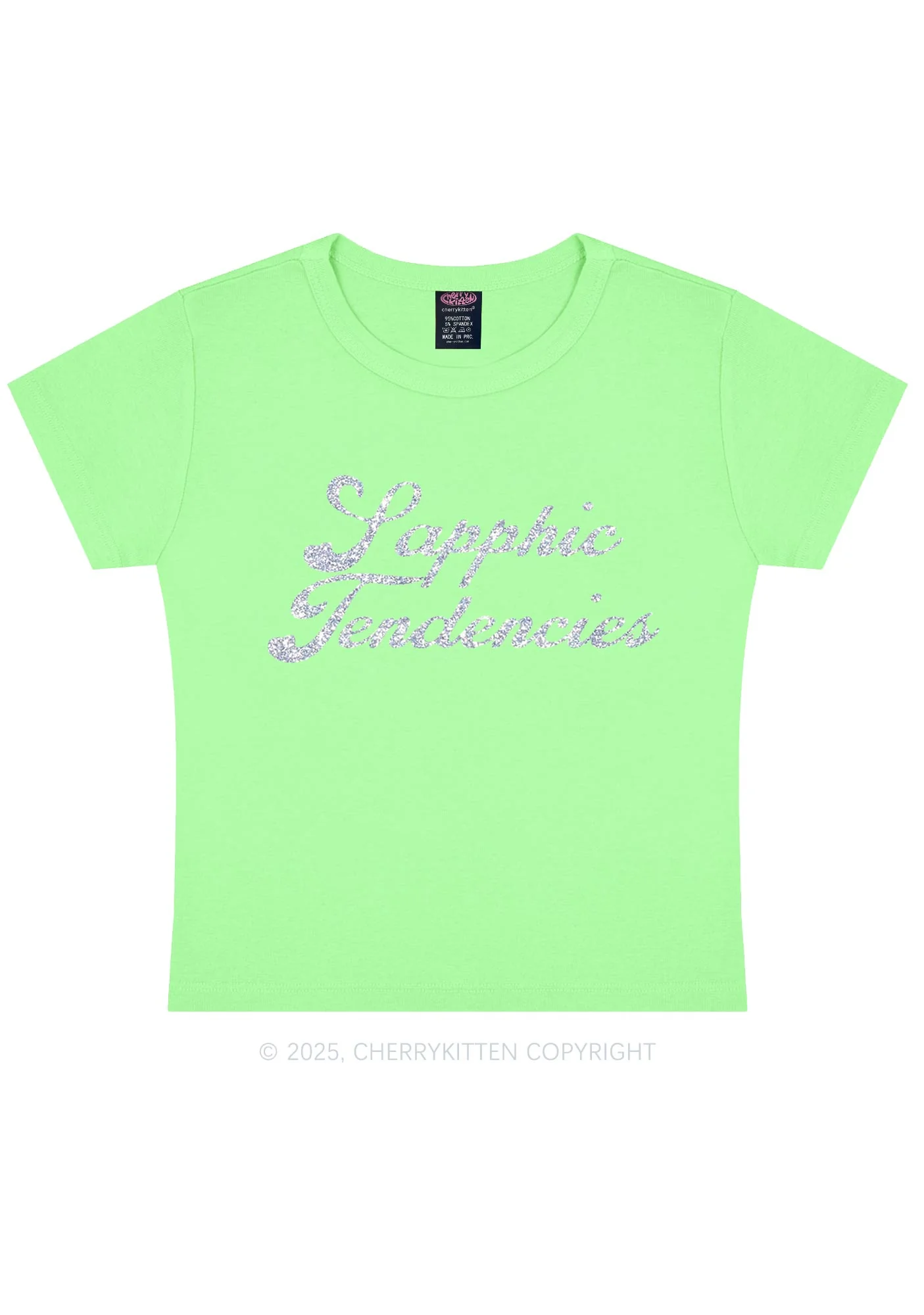 Glitter Sapphic Tendencies Pride Y2K Baby Tee Cherrykitten - Image 13