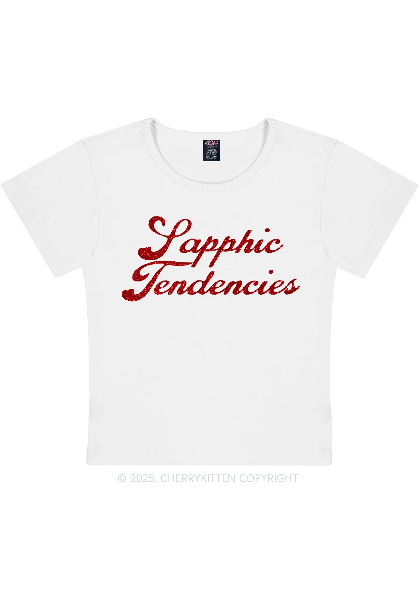 Glitter Sapphic Tendencies Pride Y2K Baby Tee Cherrykitten - Image 5