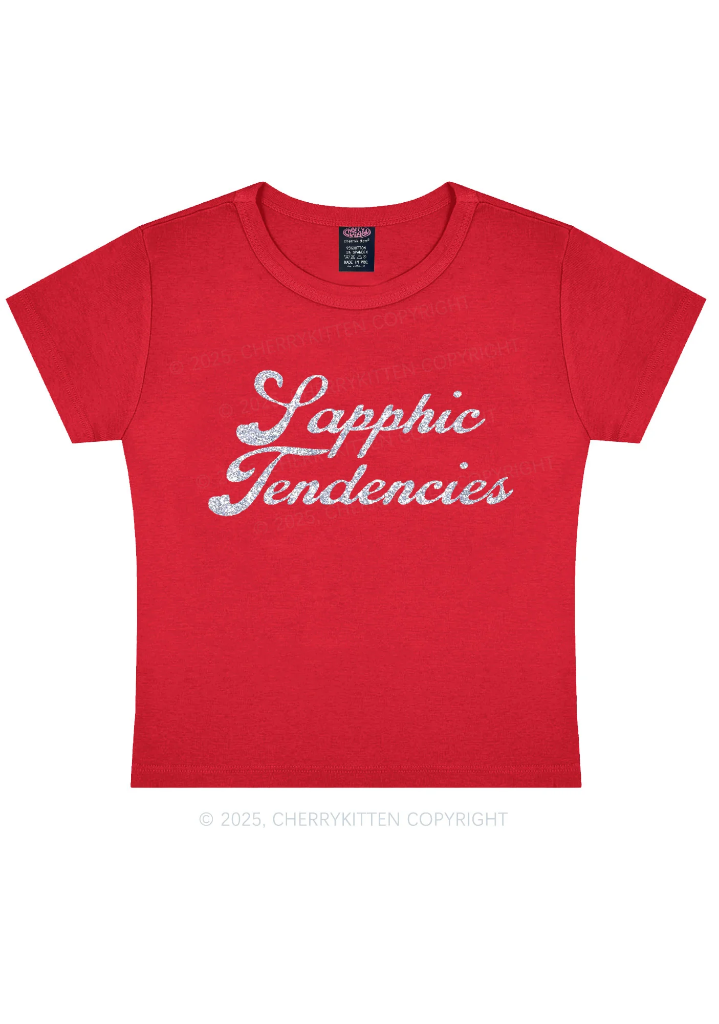 Glitter Sapphic Tendencies Pride Y2K Baby Tee Cherrykitten - Image 6