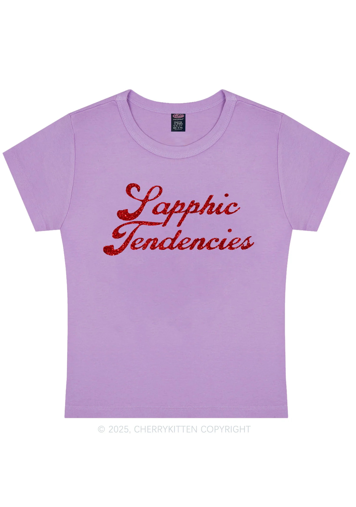 Glitter Sapphic Tendencies Pride Y2K Baby Tee Cherrykitten - Image 7