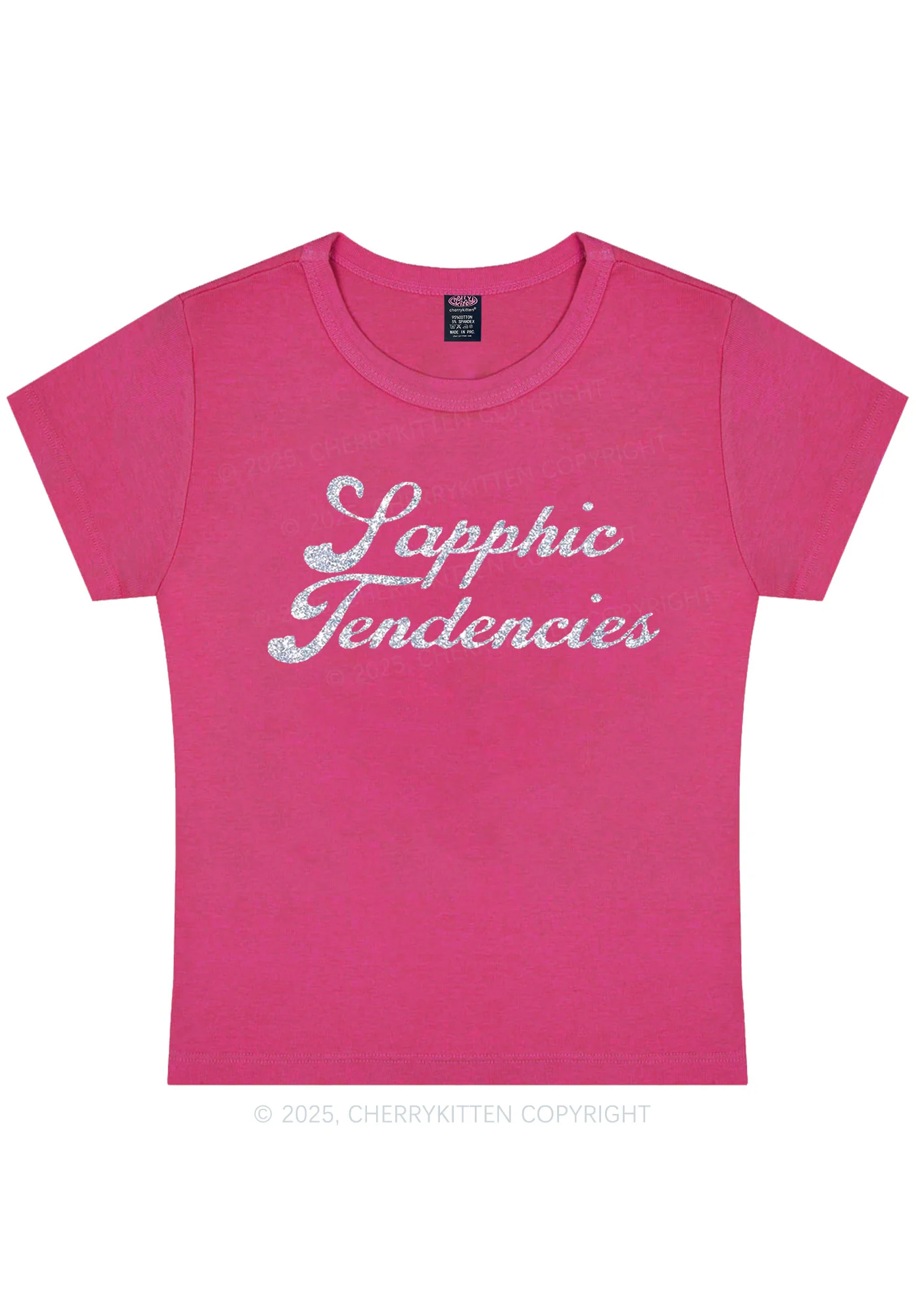 Glitter Sapphic Tendencies Pride Y2K Baby Tee Cherrykitten - Image 8