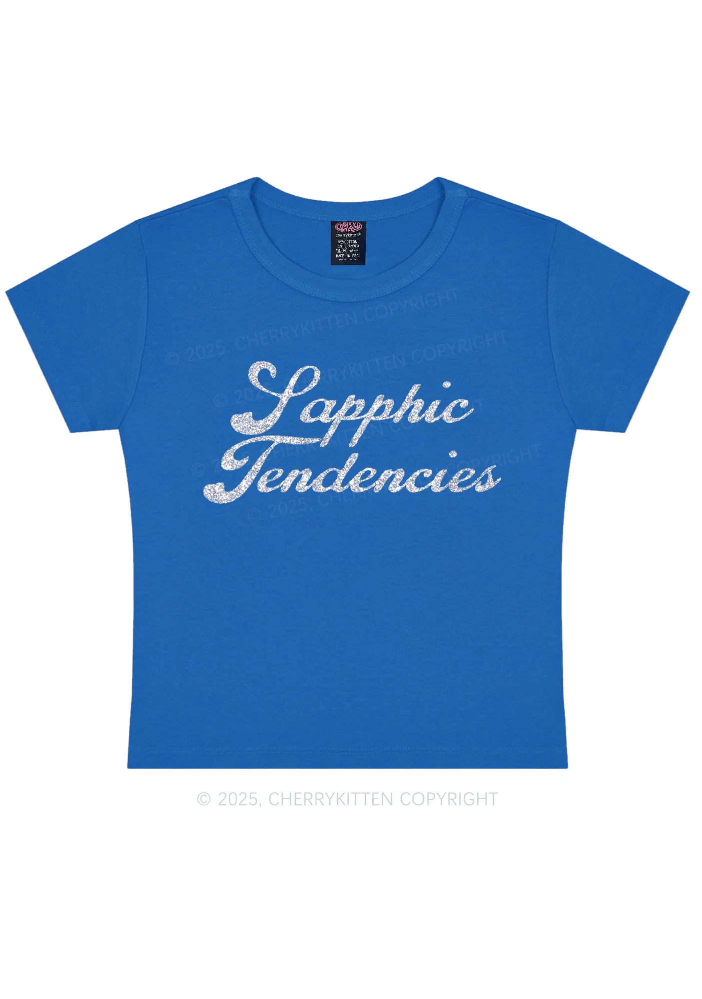 Glitter Sapphic Tendencies Pride Y2K Baby Tee Cherrykitten - Image 9