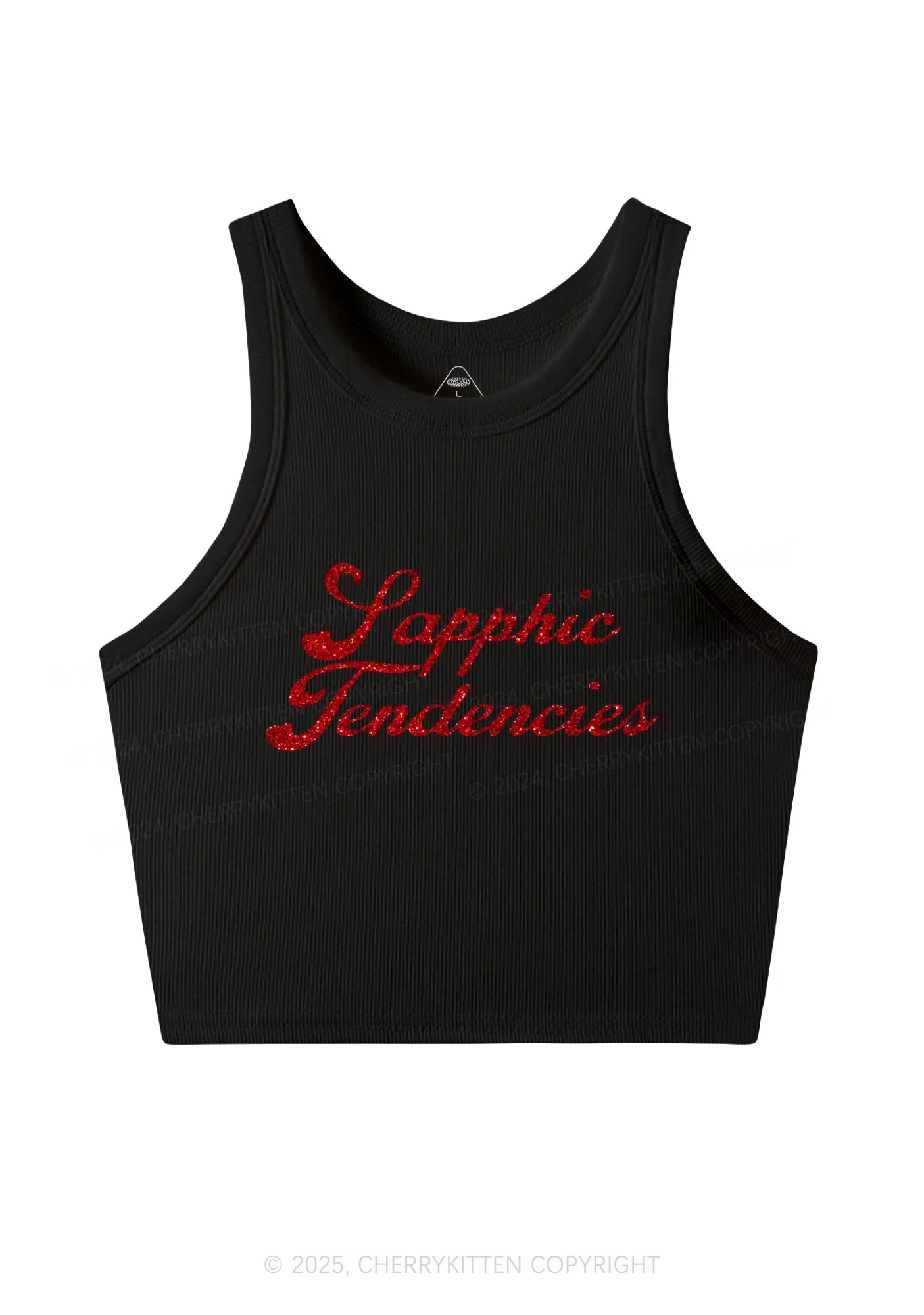 Glitter Sapphic Tendencies Pride Y2K Crop Tank Top Cherrykitten - Image 3