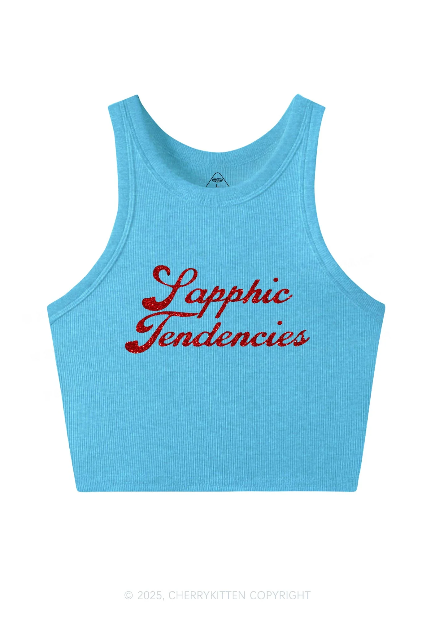 Glitter Sapphic Tendencies Pride Y2K Crop Tank Top Cherrykitten - Image 5