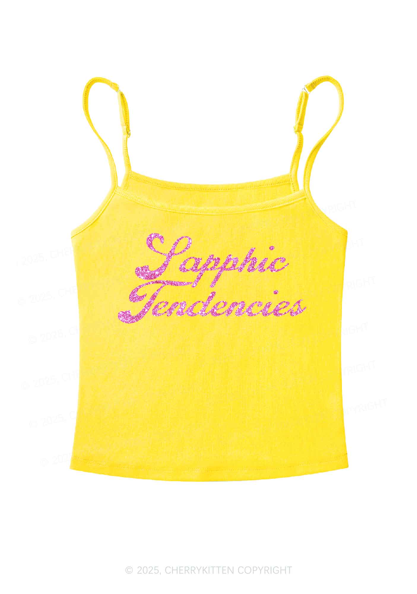 Glitter Sapphic Tendencies Pride Y2K Spaghetti Strap Cami Cherrykitten - Image 7
