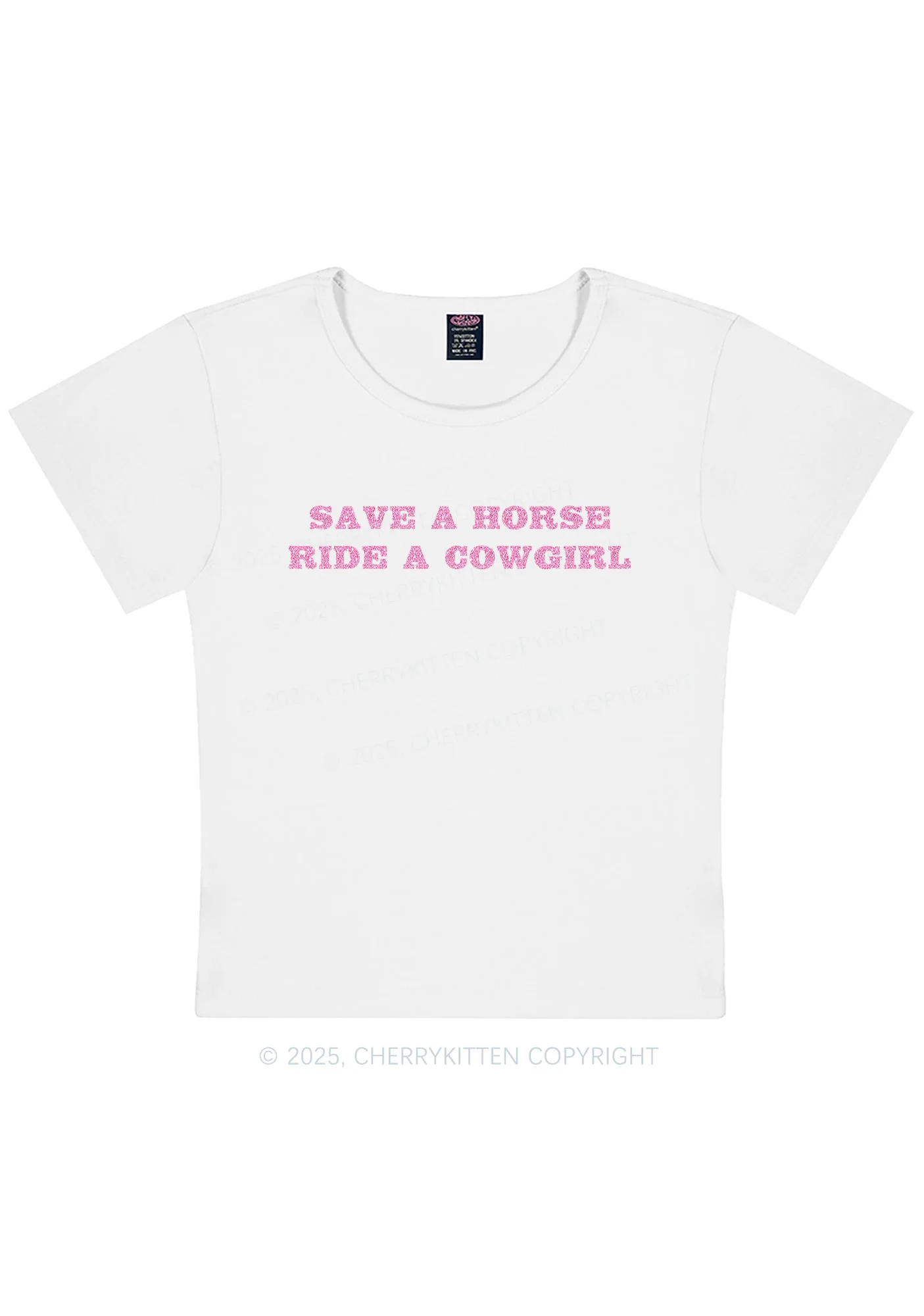 Glitter Save A Horse Ride A Cowgirl Y2K Baby Tee Cherrykitten - Image 5