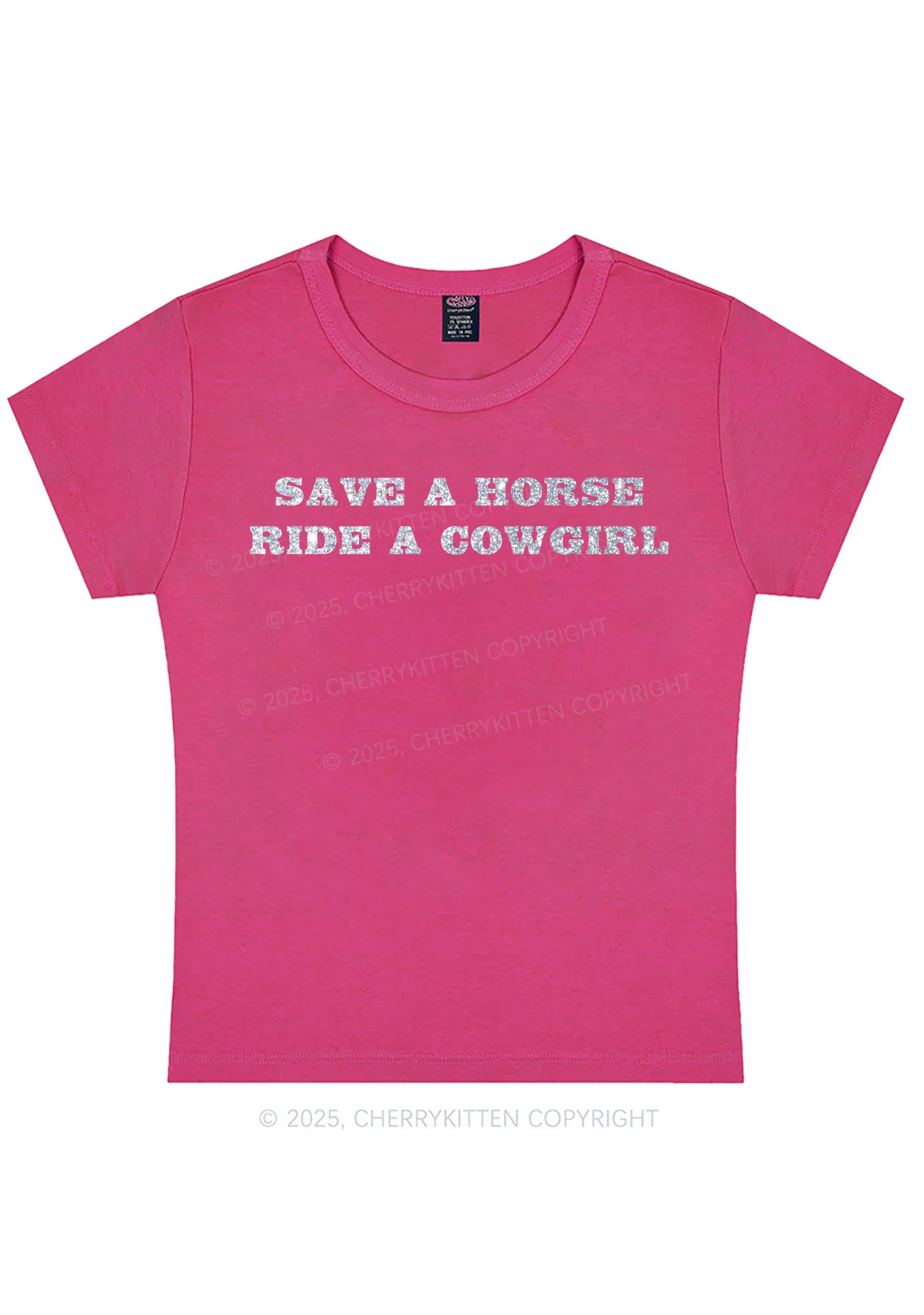 Glitter Save A Horse Ride A Cowgirl Y2K Baby Tee Cherrykitten - Image 6