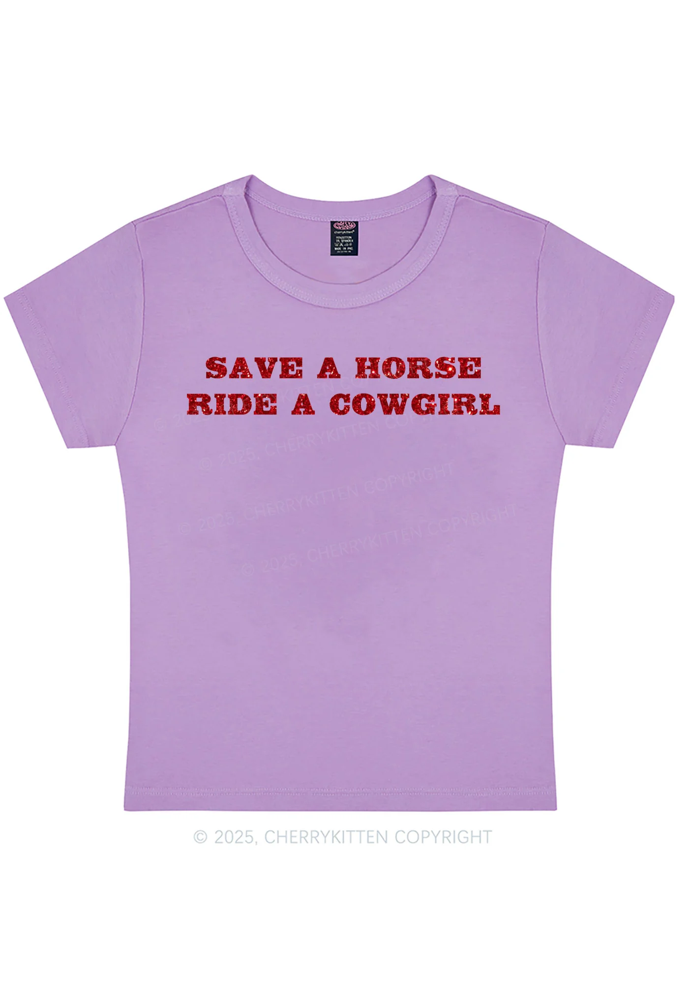 Glitter Save A Horse Ride A Cowgirl Y2K Baby Tee Cherrykitten - Image 7