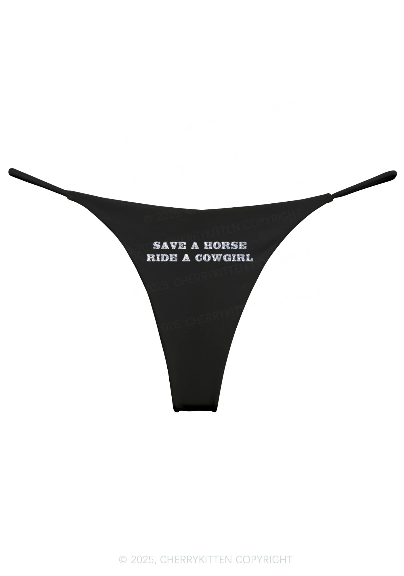 Glitter Save A Horse Ride A Cowgirl Y2K Bikini String Thong Cherrykitten - Image 4