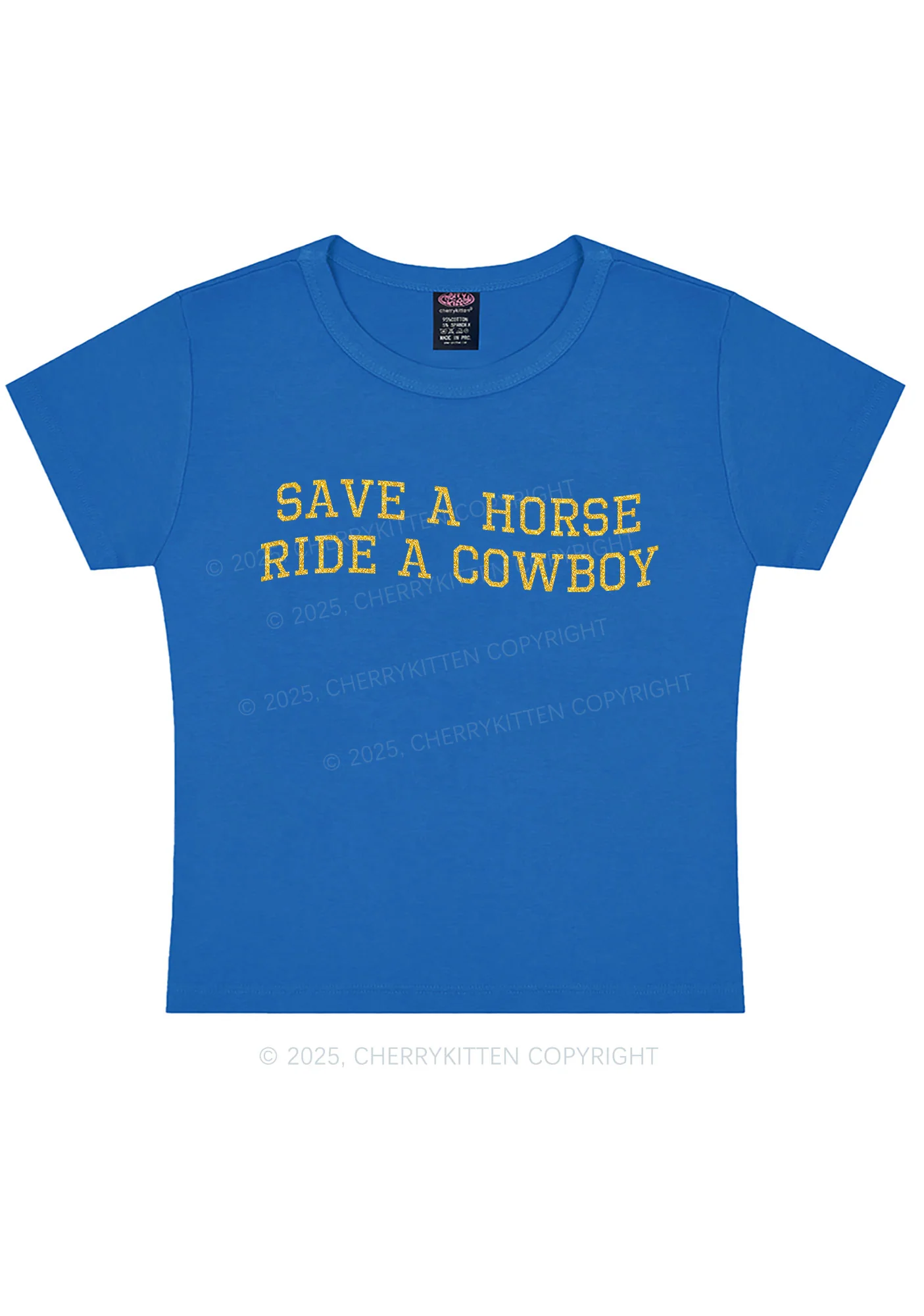 Glitter Save A Horse Y2K Baby Tee Cherrykitten - Image 10