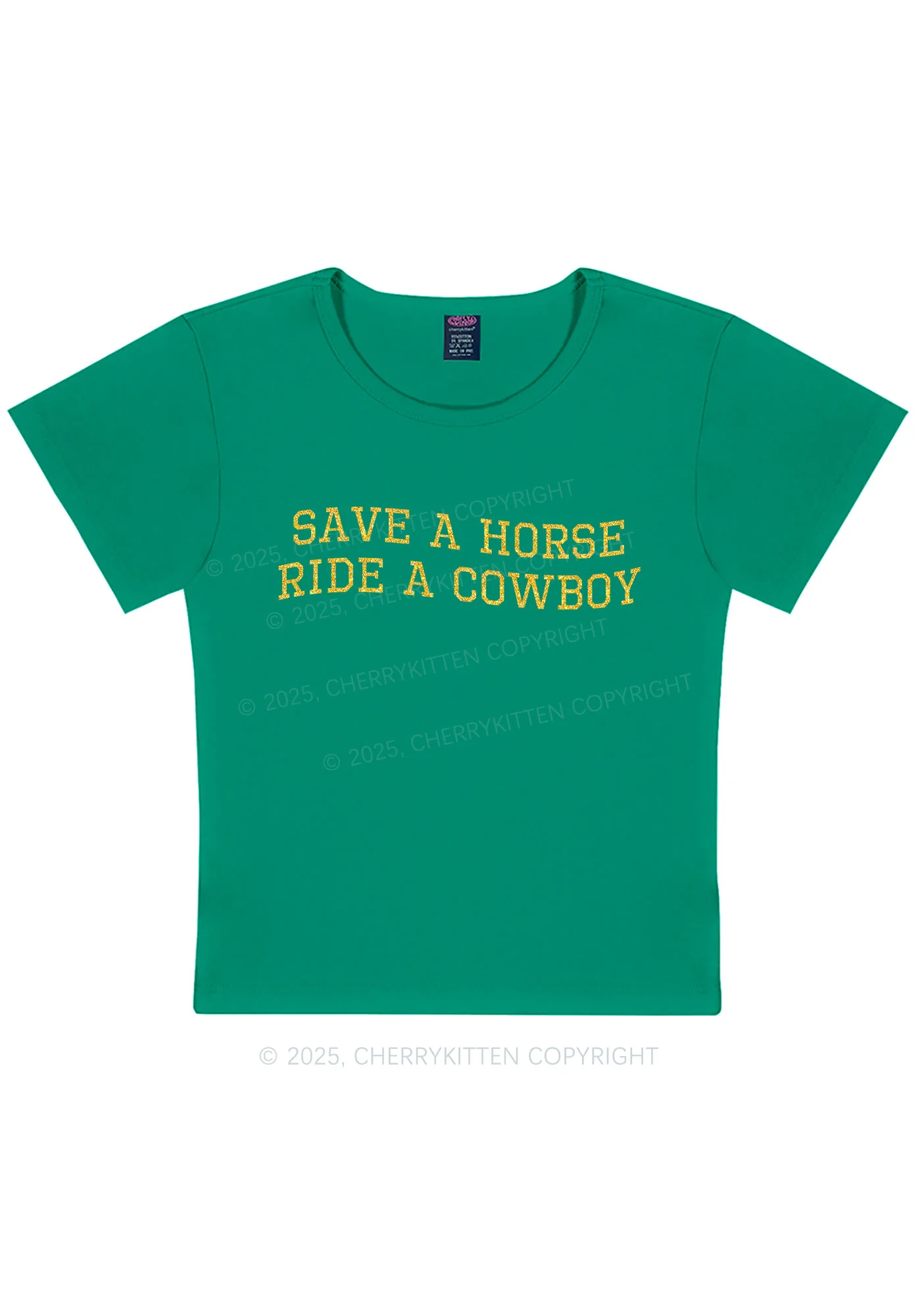 Glitter Save A Horse Y2K Baby Tee Cherrykitten - Image 11