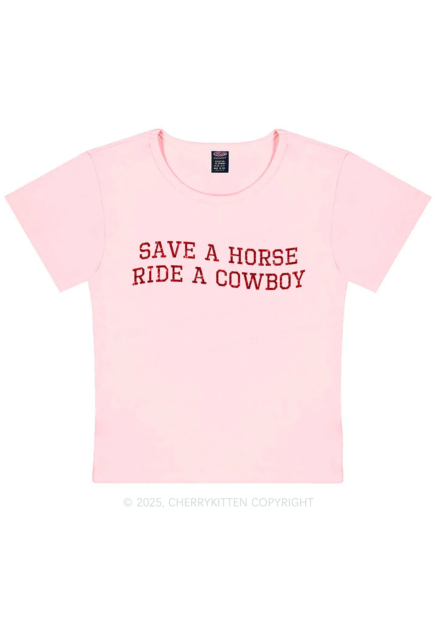 Glitter Save A Horse Y2K Baby Tee Cherrykitten - Image 12