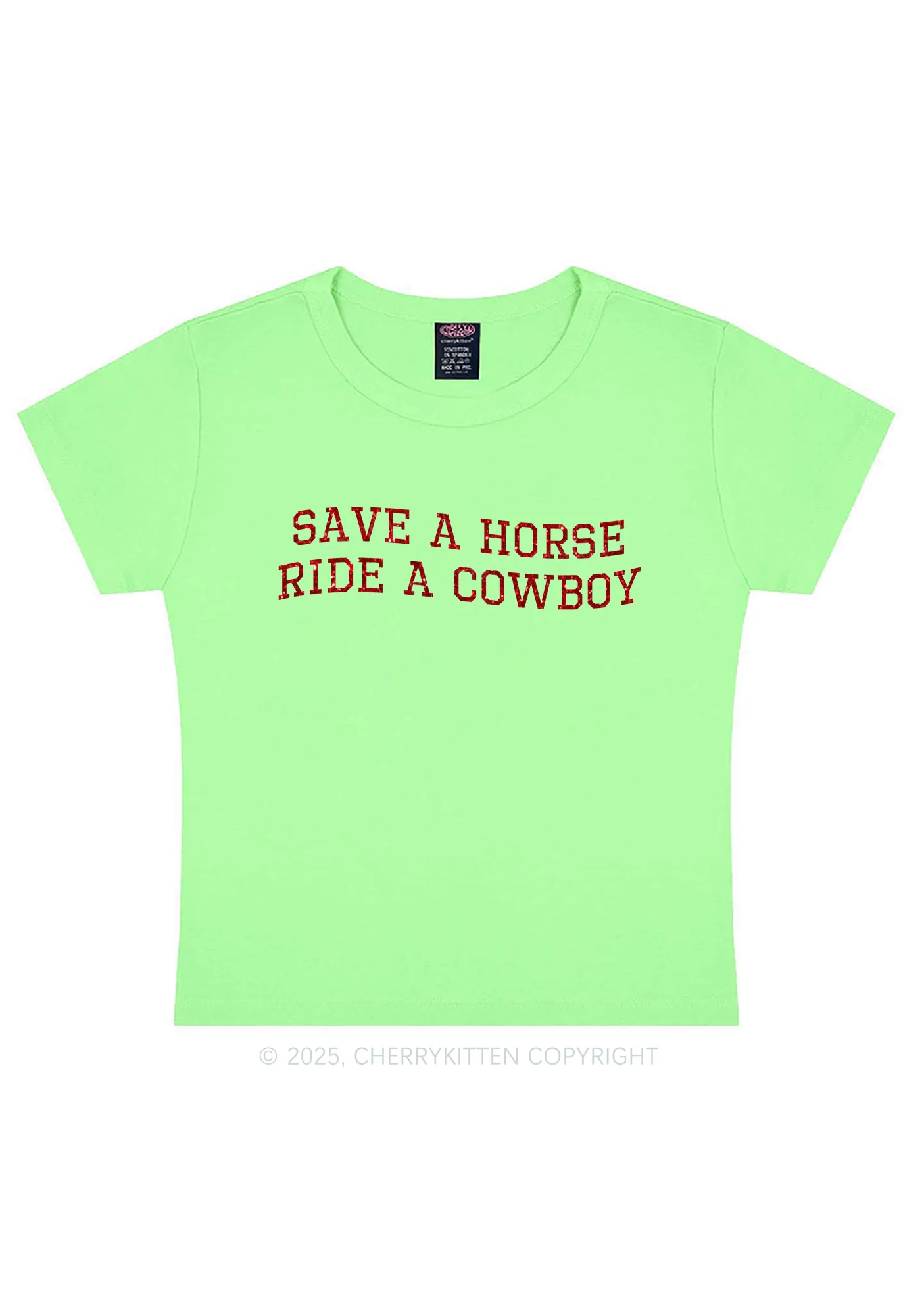 Glitter Save A Horse Y2K Baby Tee Cherrykitten - Image 13