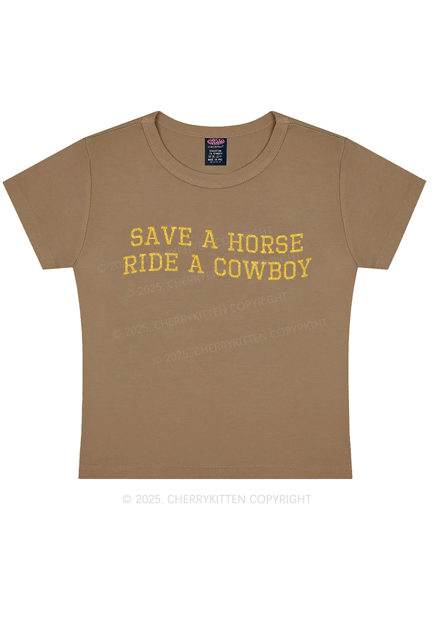 Glitter Save A Horse Y2K Baby Tee Cherrykitten - Image 14