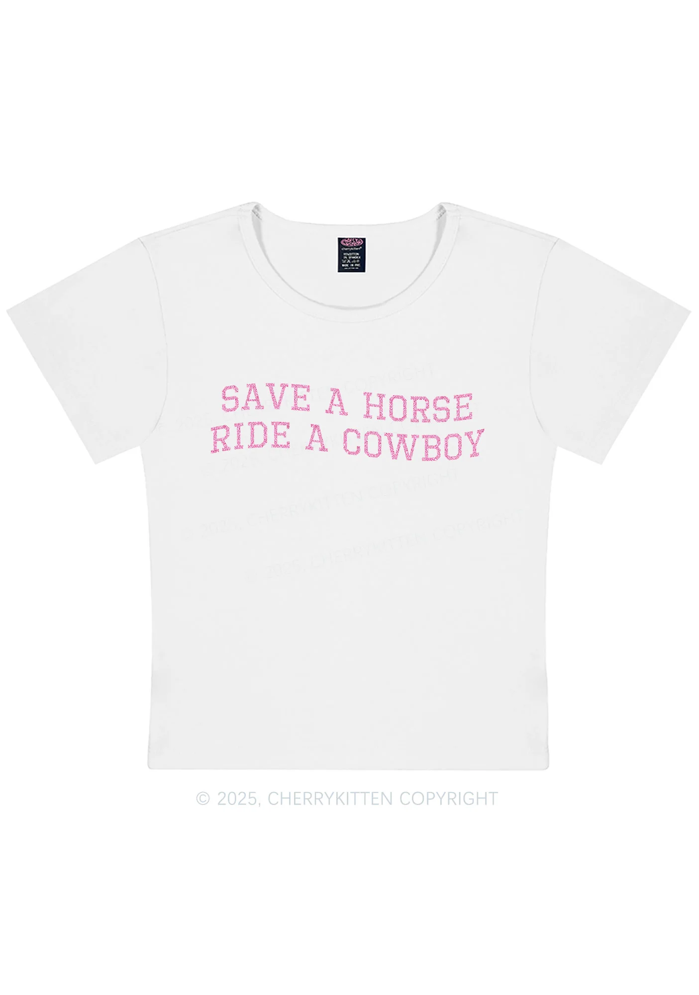 Glitter Save A Horse Y2K Baby Tee Cherrykitten - Image 4