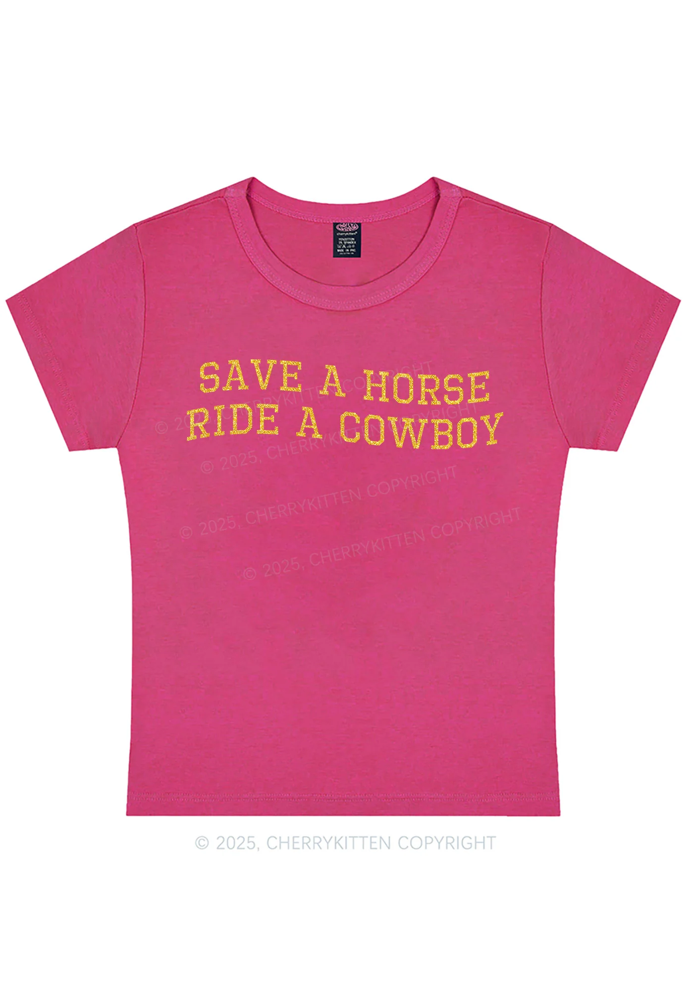 Glitter Save A Horse Y2K Baby Tee Cherrykitten - Image 7