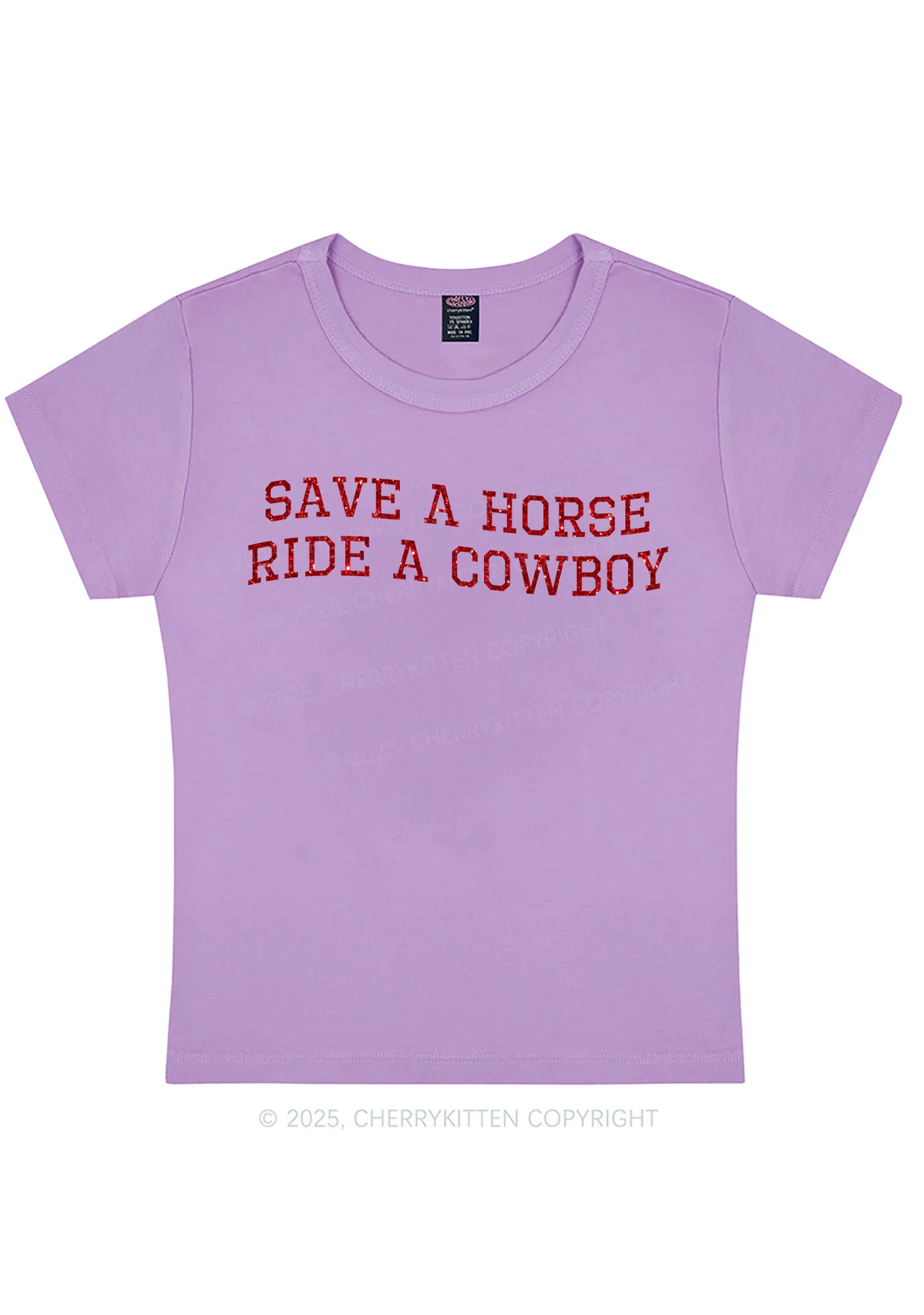 Glitter Save A Horse Y2K Baby Tee Cherrykitten - Image 8