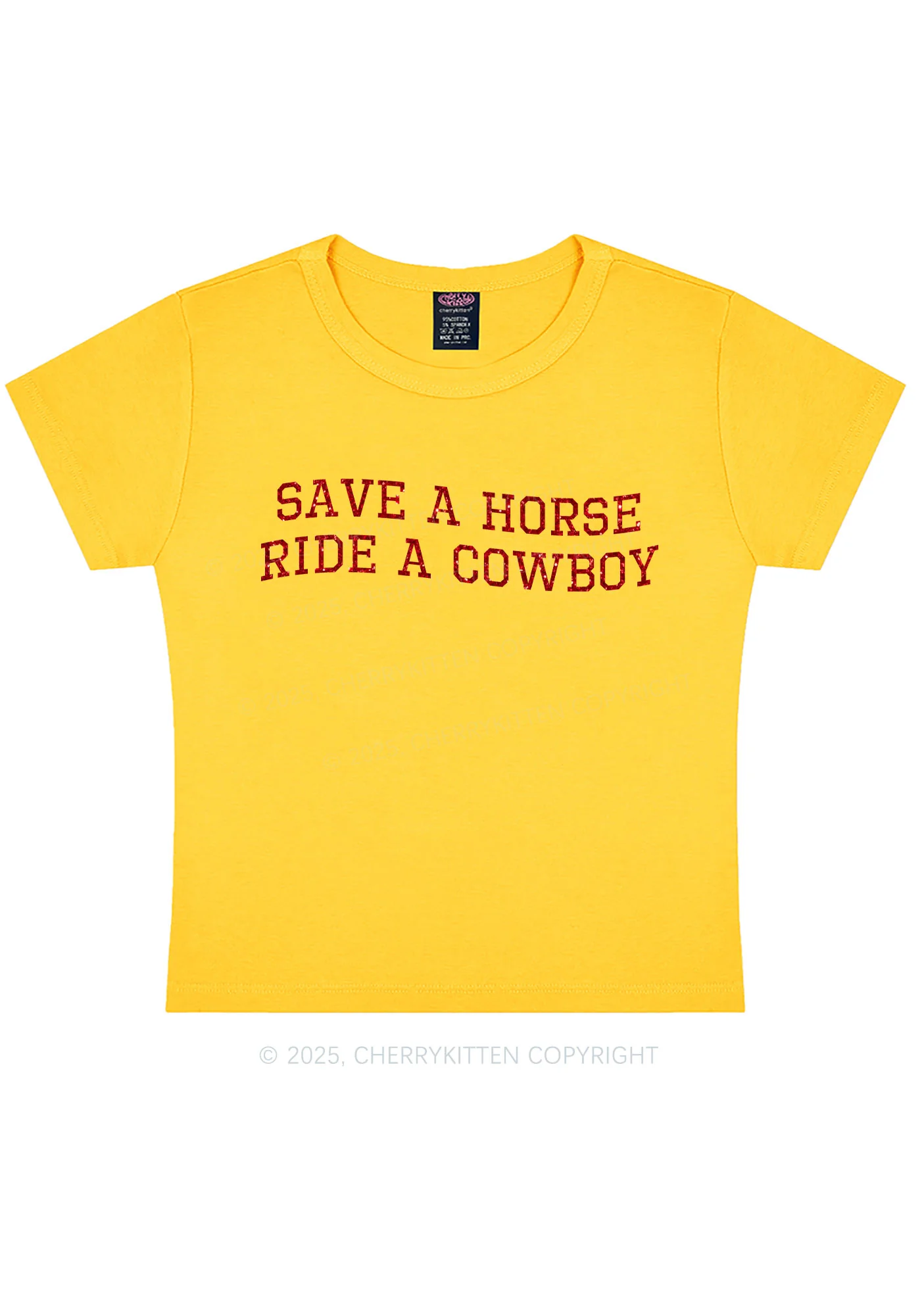 Glitter Save A Horse Y2K Baby Tee Cherrykitten - Image 9