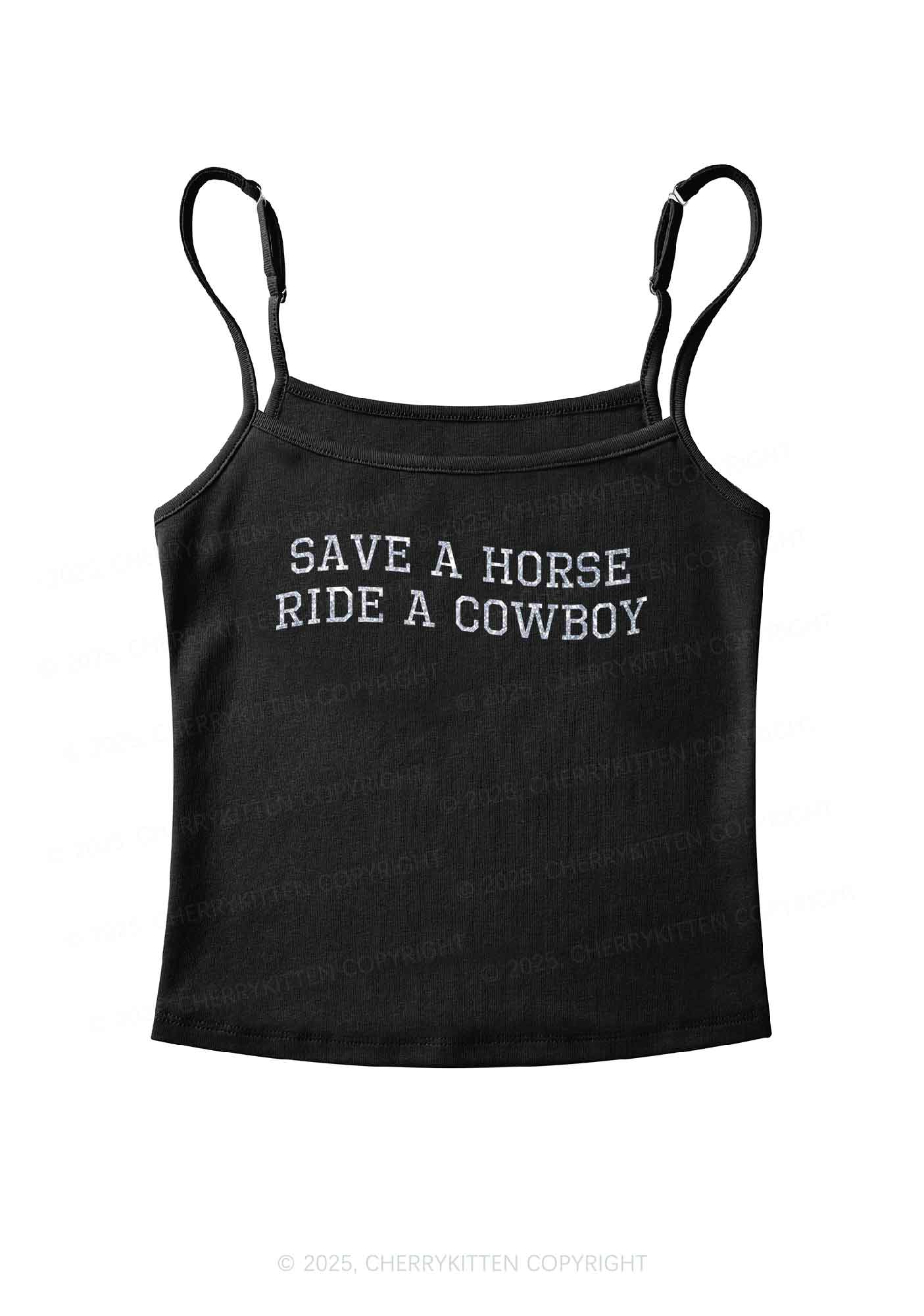 Glitter Save A Horse Y2K Spaghetti Strap Cami Cherrykitten - Image 5