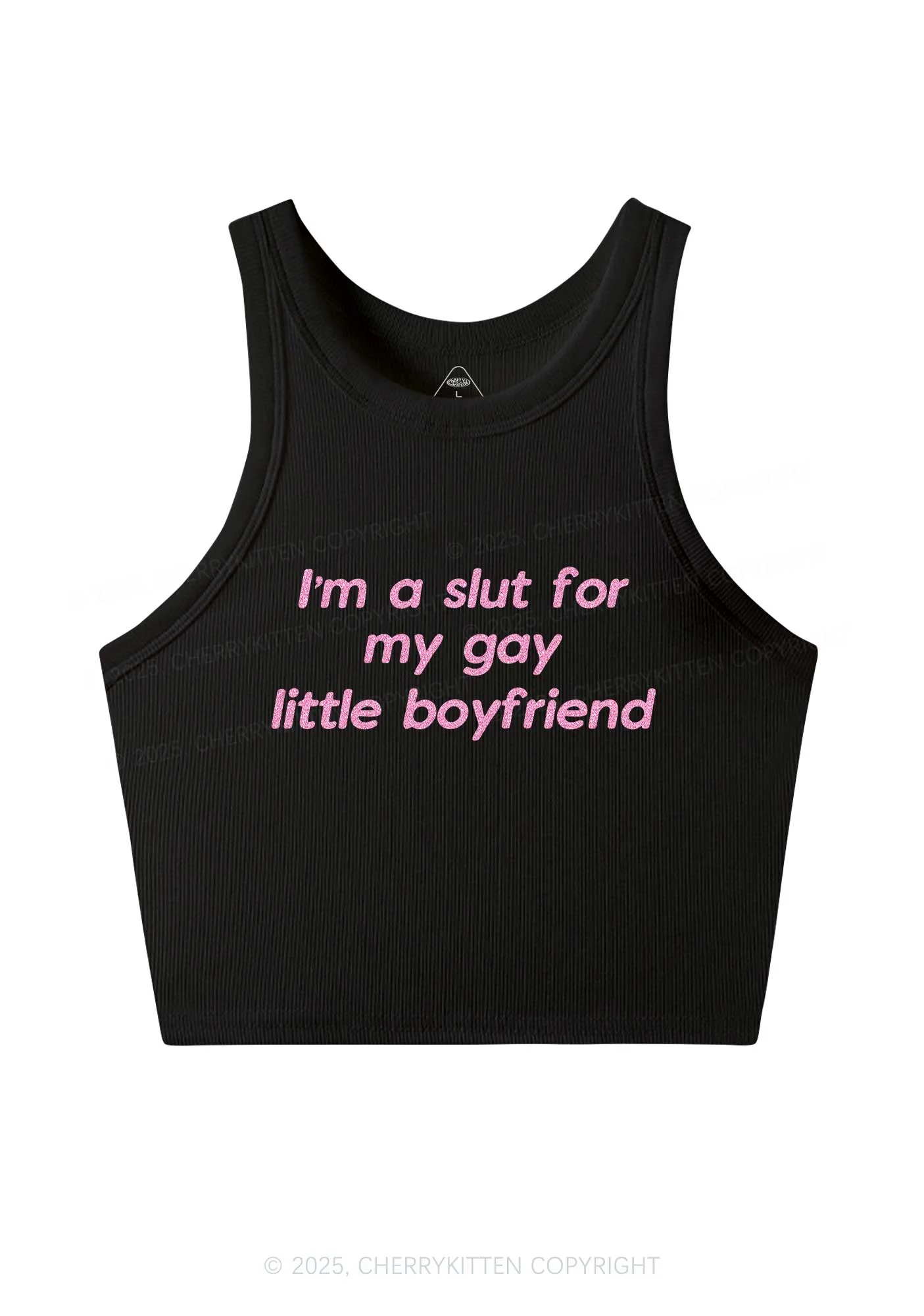 Glitter Slxt For My Gay BF Y2K Crop Tank Top Cherrykitten - Image 4