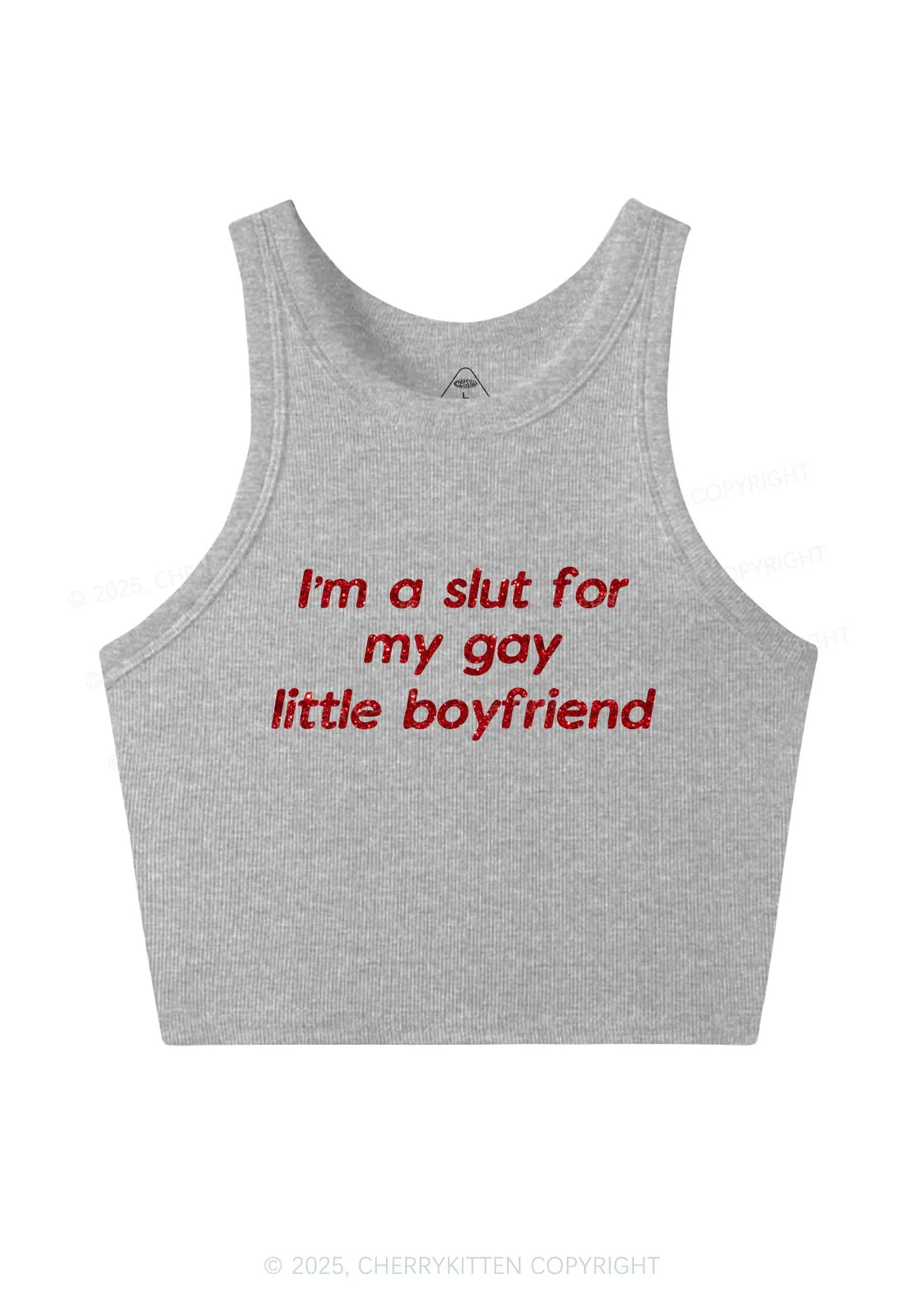Glitter Slxt For My Gay BF Y2K Crop Tank Top Cherrykitten - Image 5