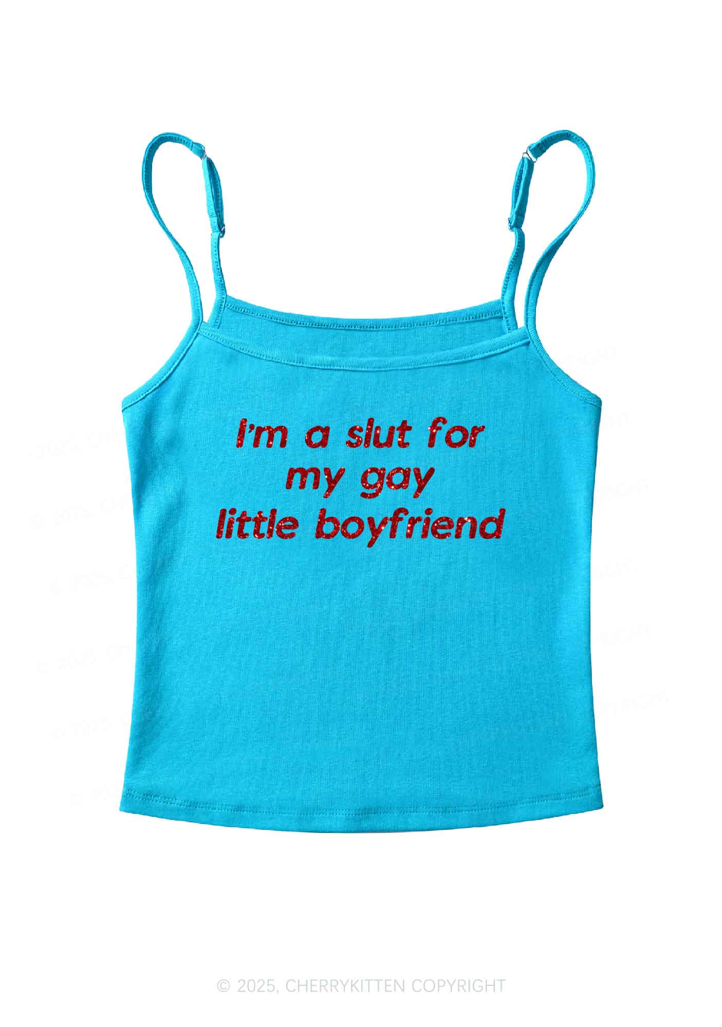 Glitter Slxt For My Gay BF Y2K Spaghetti Strap Cami Cherrykitten - Image 4