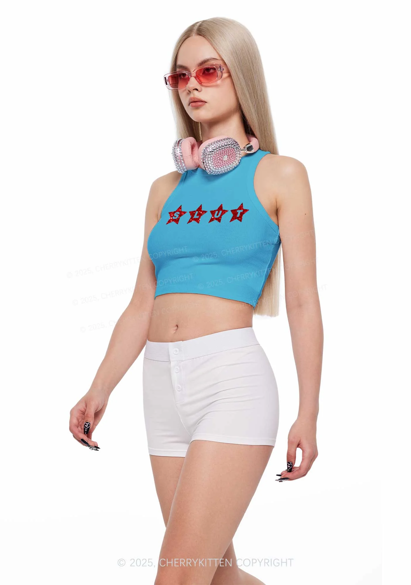 Glitter Slxt Y2K Crop Tank Top Cherrykitten - Image 3