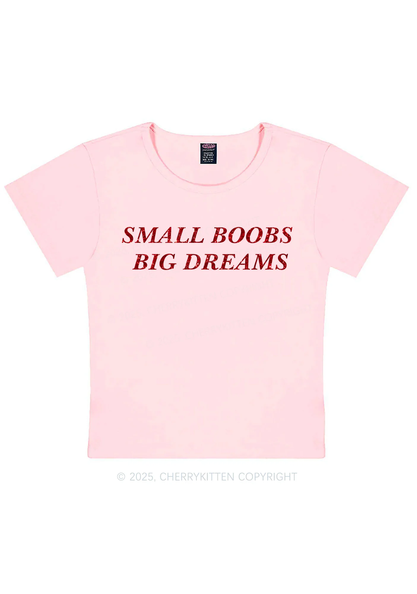 Glitter Small But Big Dreams Y2K Baby Tee Cherrykitten - Image 13