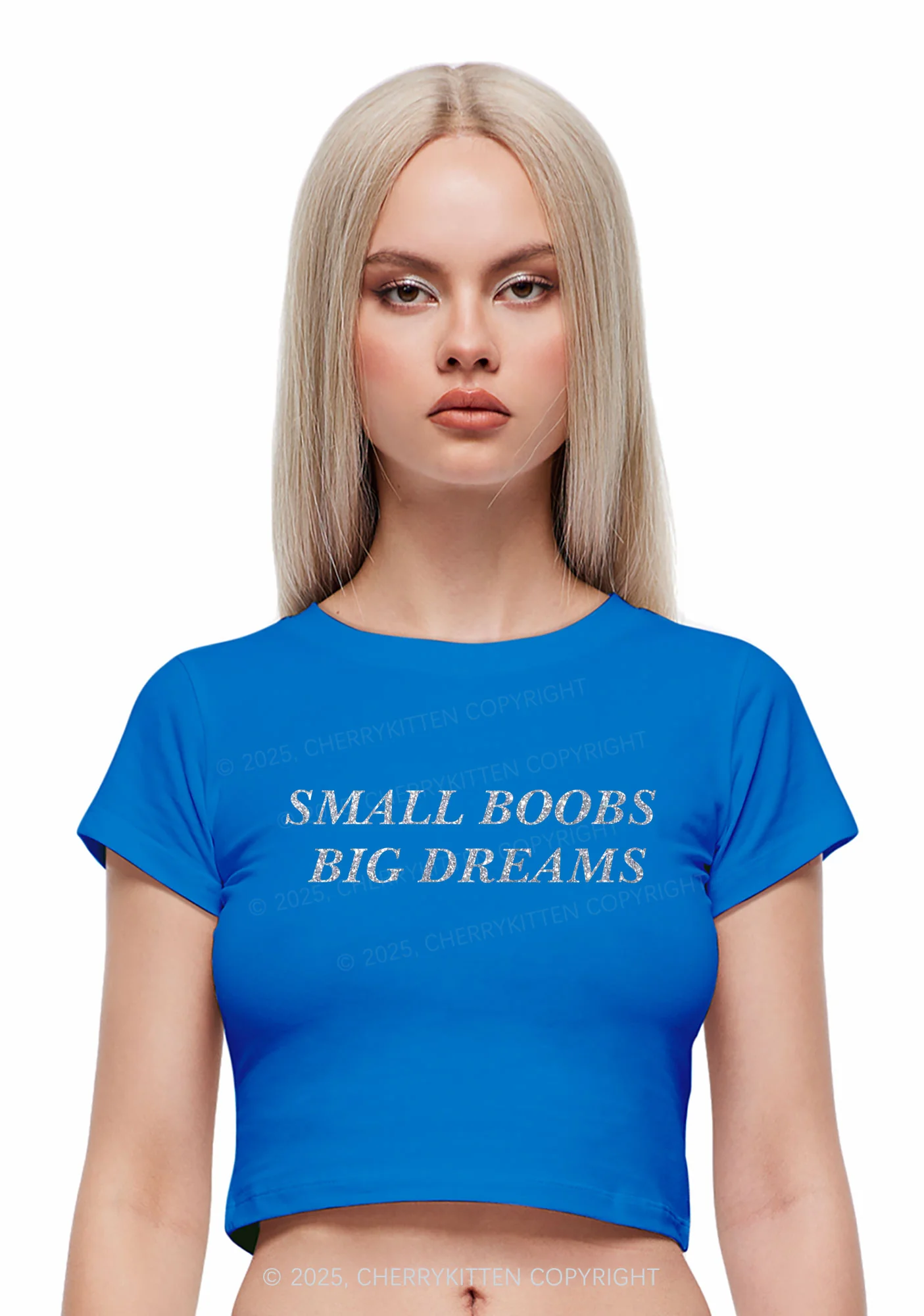 Glitter Small But Big Dreams Y2K Baby Tee Cherrykitten - Image 3