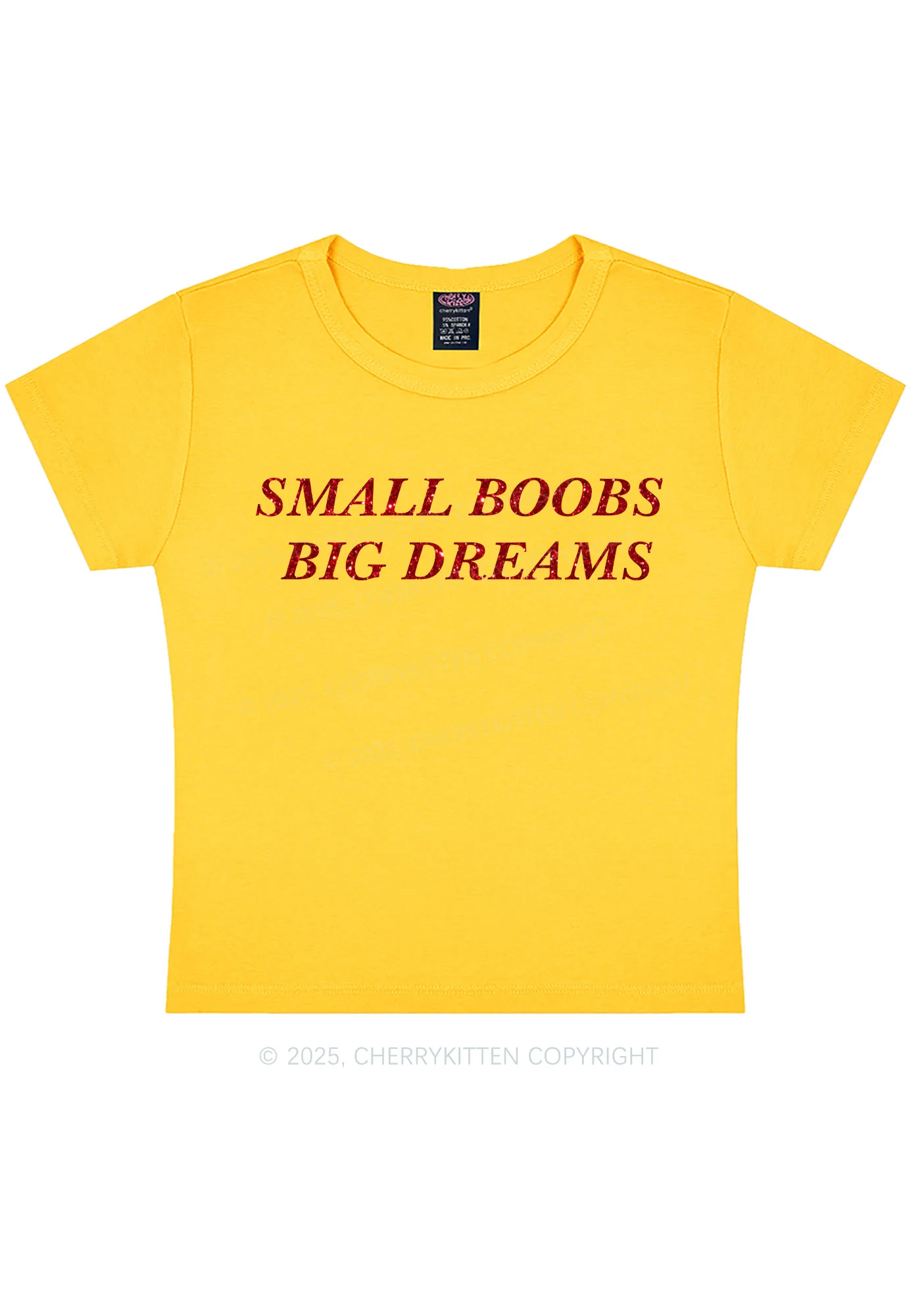 Glitter Small But Big Dreams Y2K Baby Tee Cherrykitten - Image 5