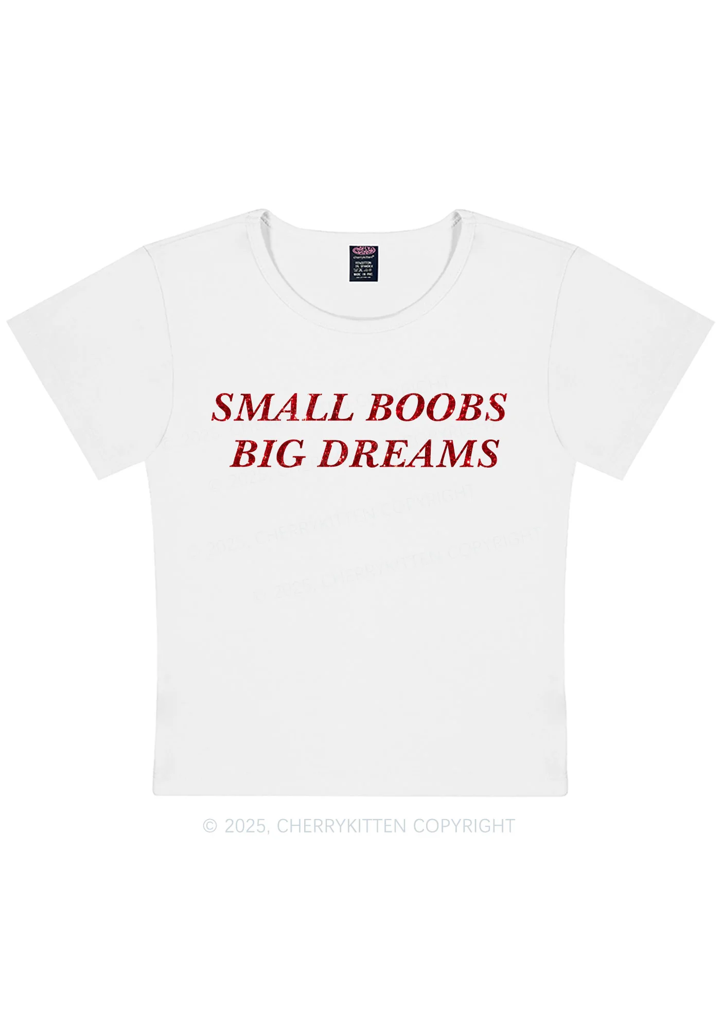 Glitter Small But Big Dreams Y2K Baby Tee Cherrykitten - Image 6