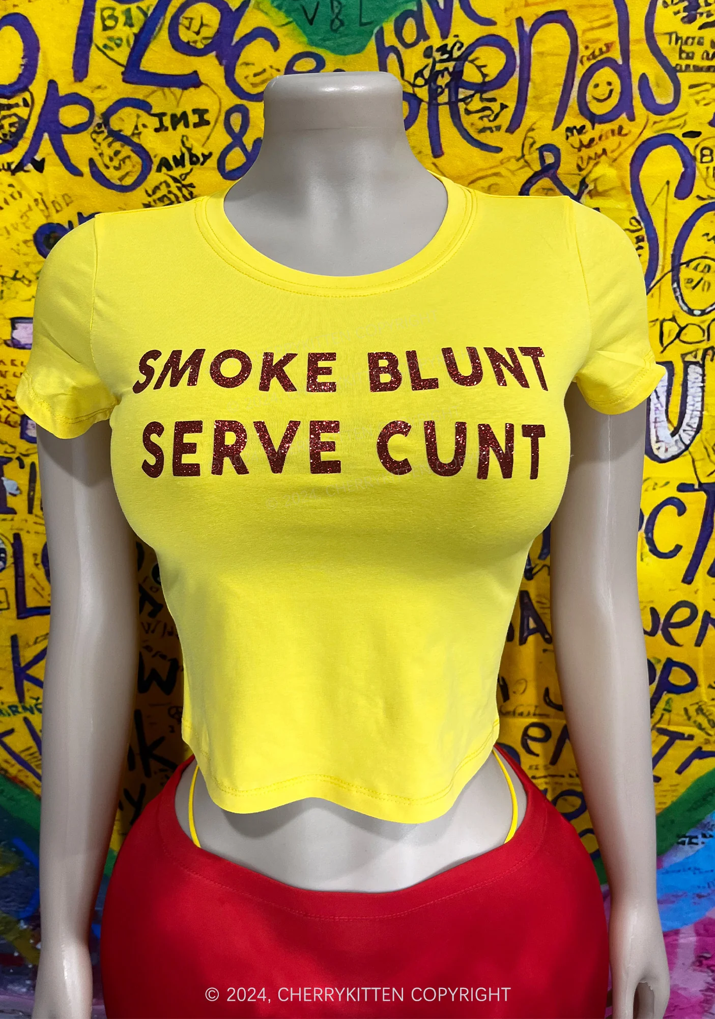 Glitter Smoke Blunt Y2K Baby Tee Cherrykitten - Image 4