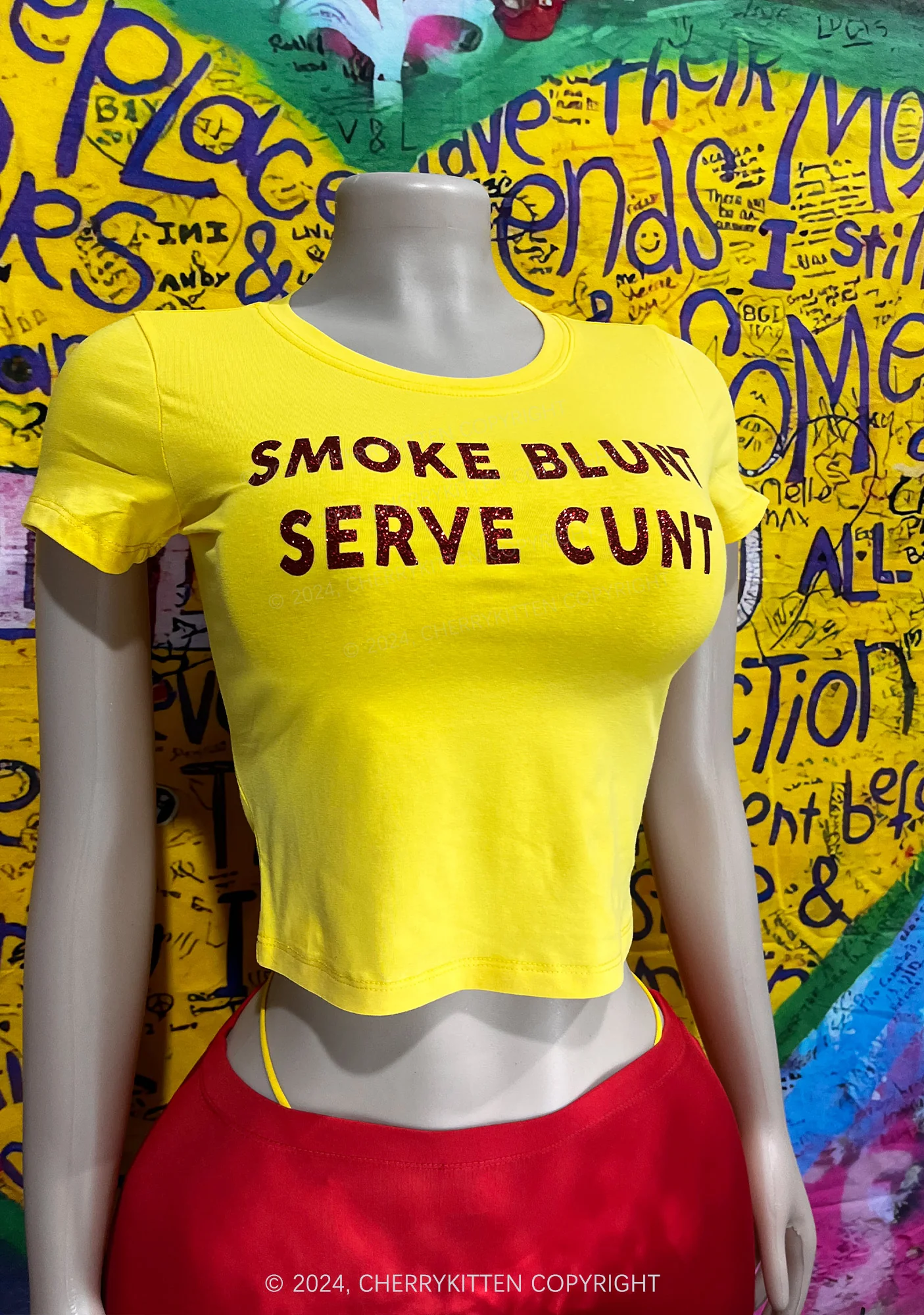 Glitter Smoke Blunt Y2K Baby Tee Cherrykitten - Image 5