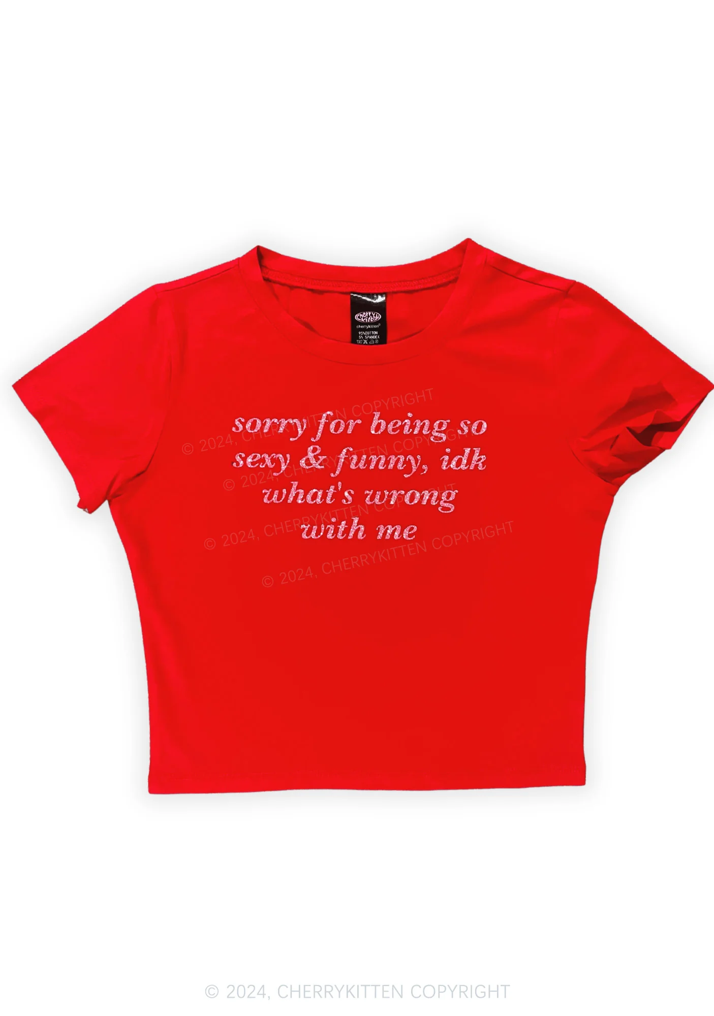 Glitter Sorry For Being So Funny Y2K Baby Tee Cherrykitten - Image 6