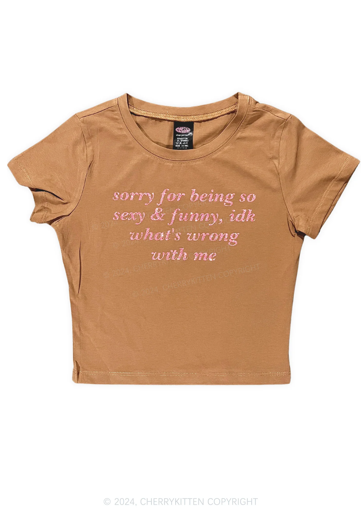 Glitter Sorry For Being So Funny Y2K Baby Tee Cherrykitten - Image 7