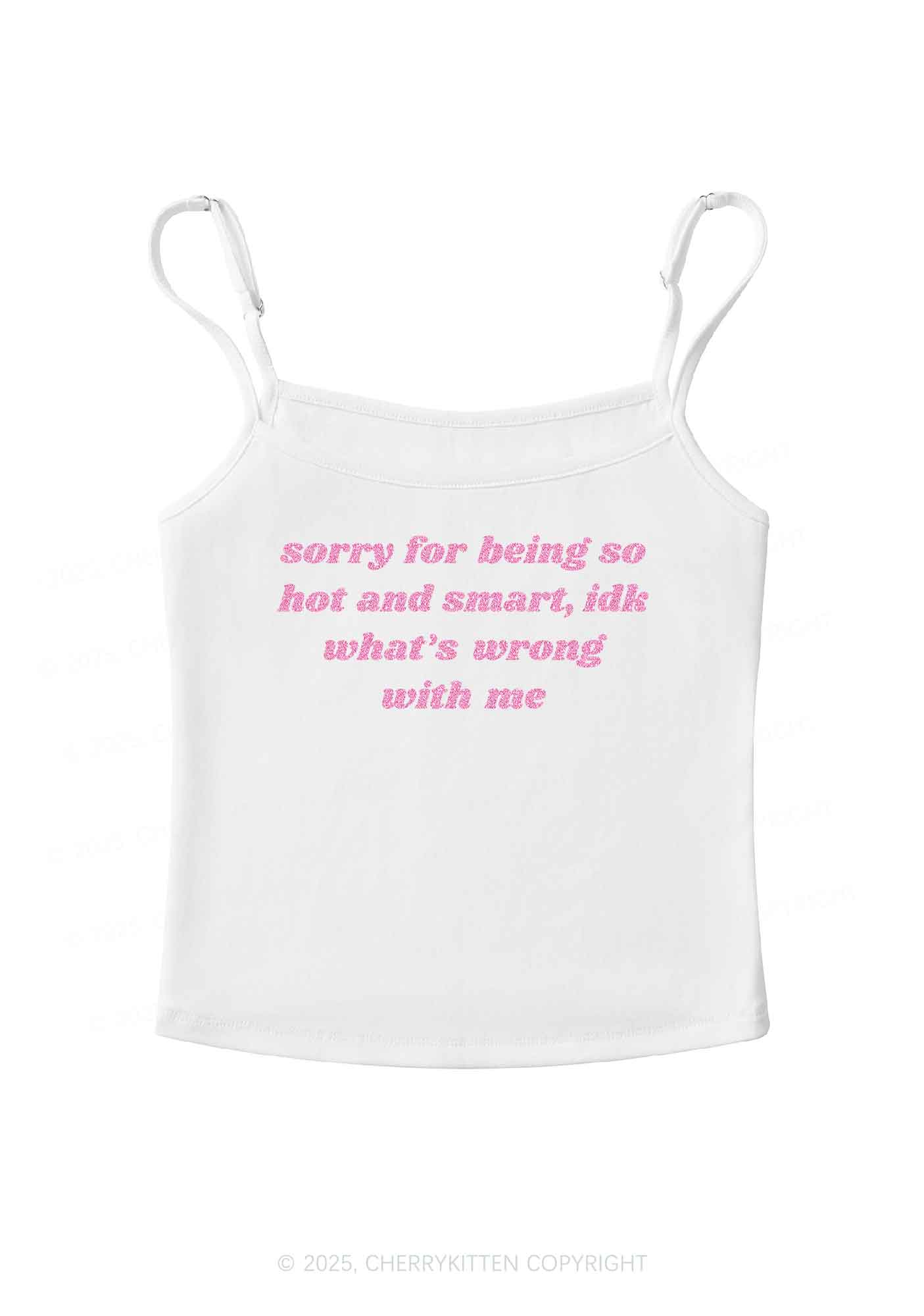 Glitter Sorry For Being So Smart Y2K Spaghetti Strap Cami Cherrykitten - Image 4