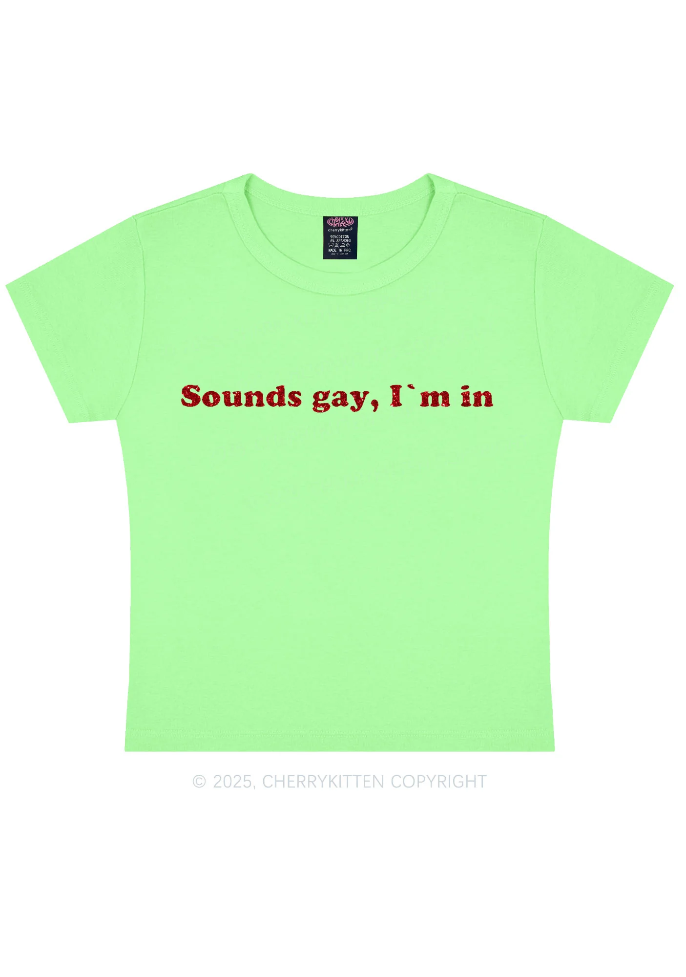 Glitter Sounds Gay Pride Y2K Baby Tee Cherrykitten - Image 12