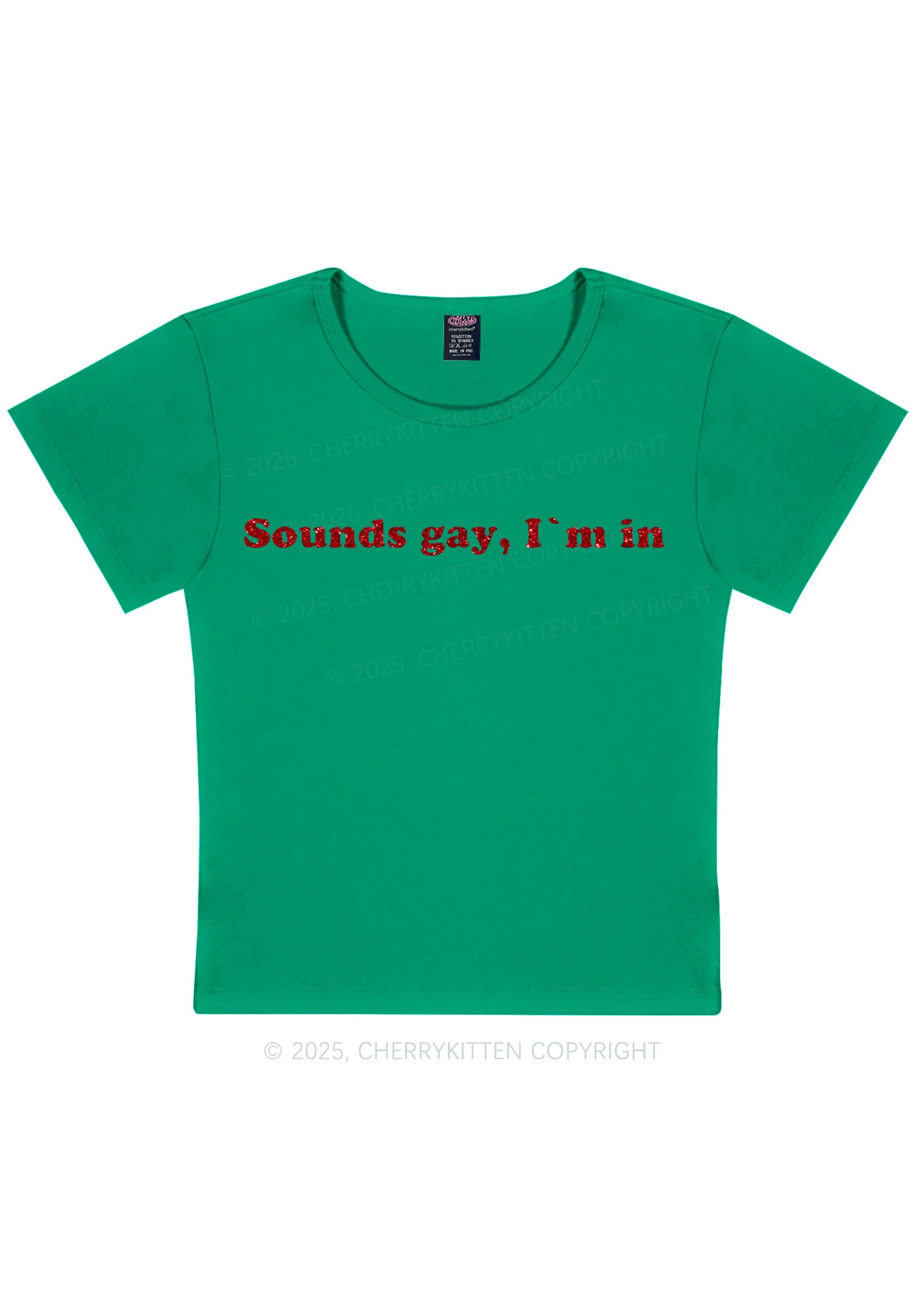 Glitter Sounds Gay Pride Y2K Baby Tee Cherrykitten - Image 13