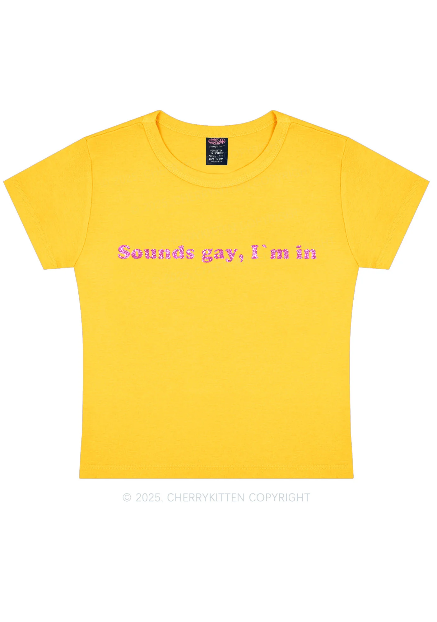 Glitter Sounds Gay Pride Y2K Baby Tee Cherrykitten - Image 5