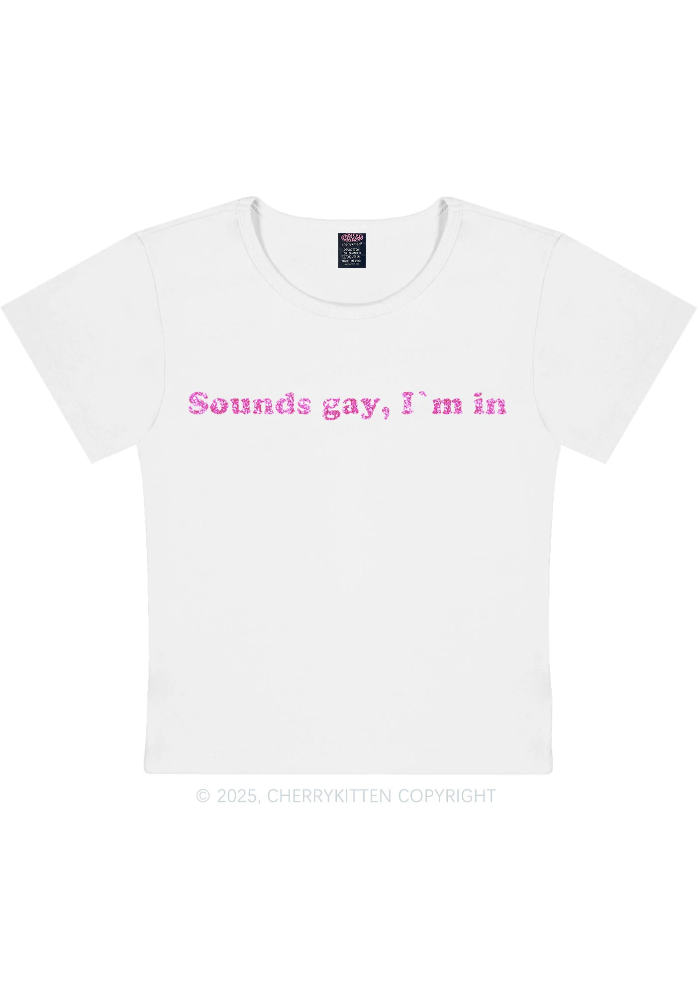 Glitter Sounds Gay Pride Y2K Baby Tee Cherrykitten - Image 6