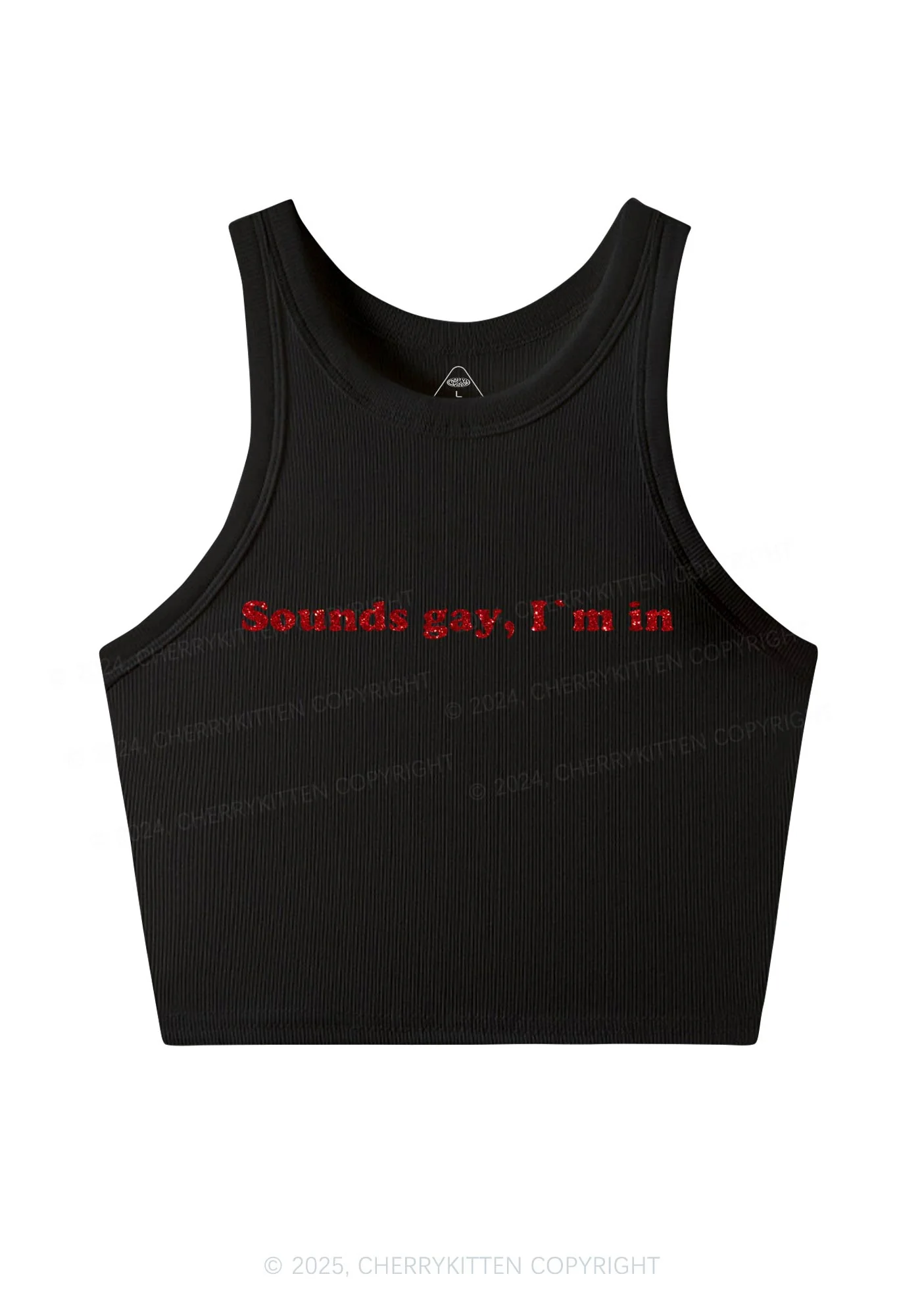 Glitter Sounds Gay Pride Y2K Crop Tank Top Cherrykitten - Image 4