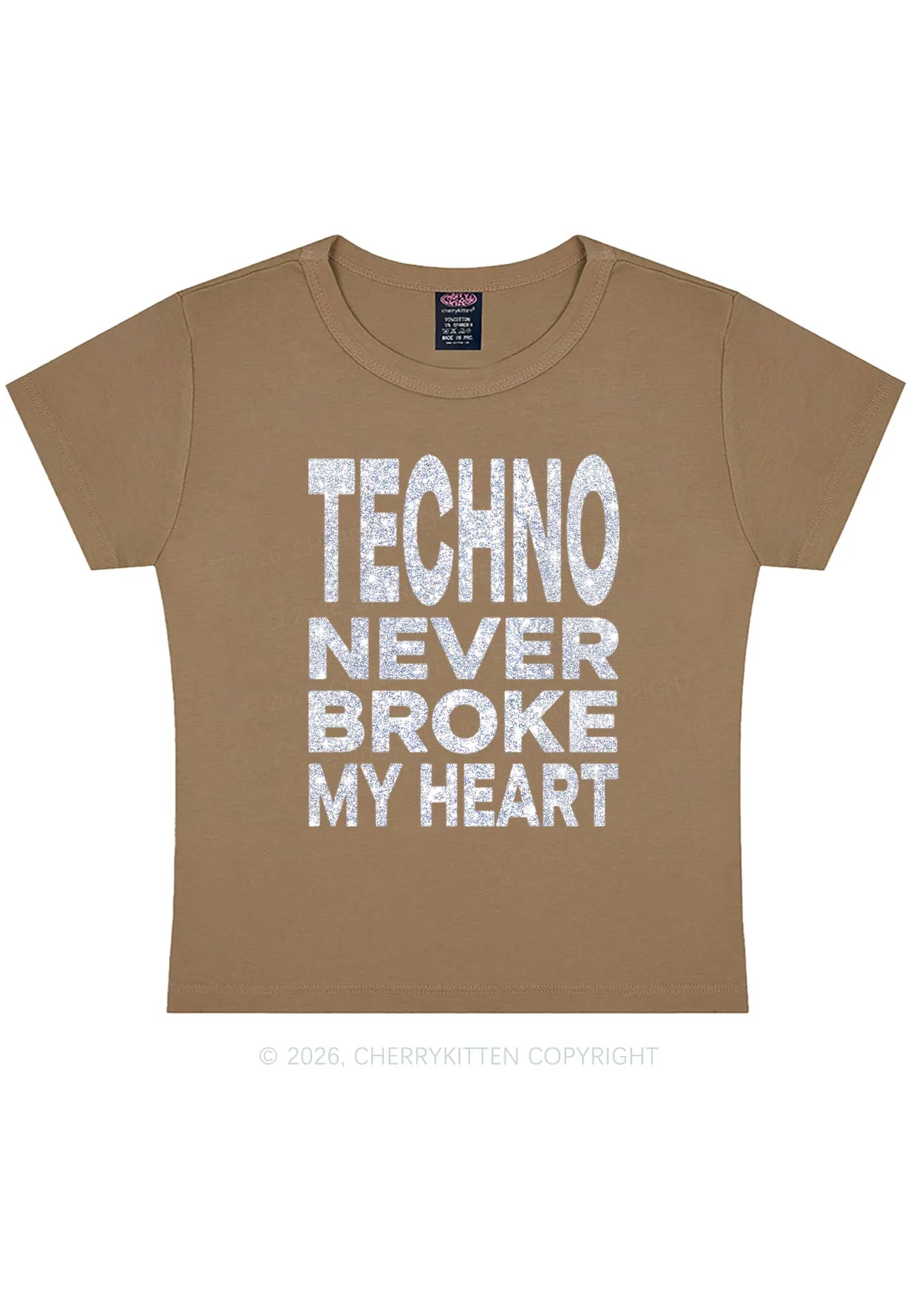 Glitter Techno Heart Y2K Baby Tee Cherrykitten - Image 10