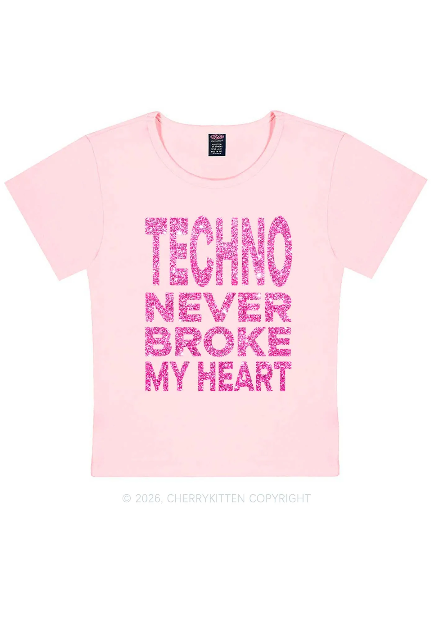 Glitter Techno Heart Y2K Baby Tee Cherrykitten - Image 11