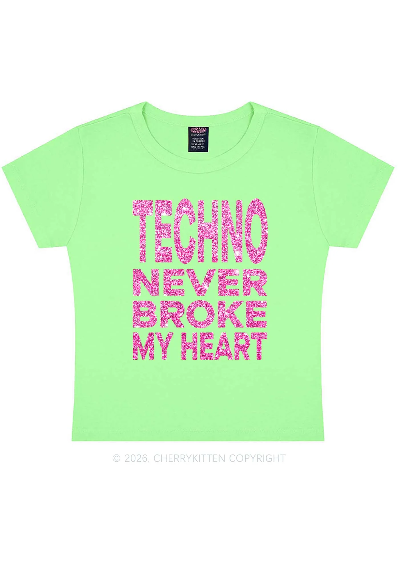 Glitter Techno Heart Y2K Baby Tee Cherrykitten - Image 12