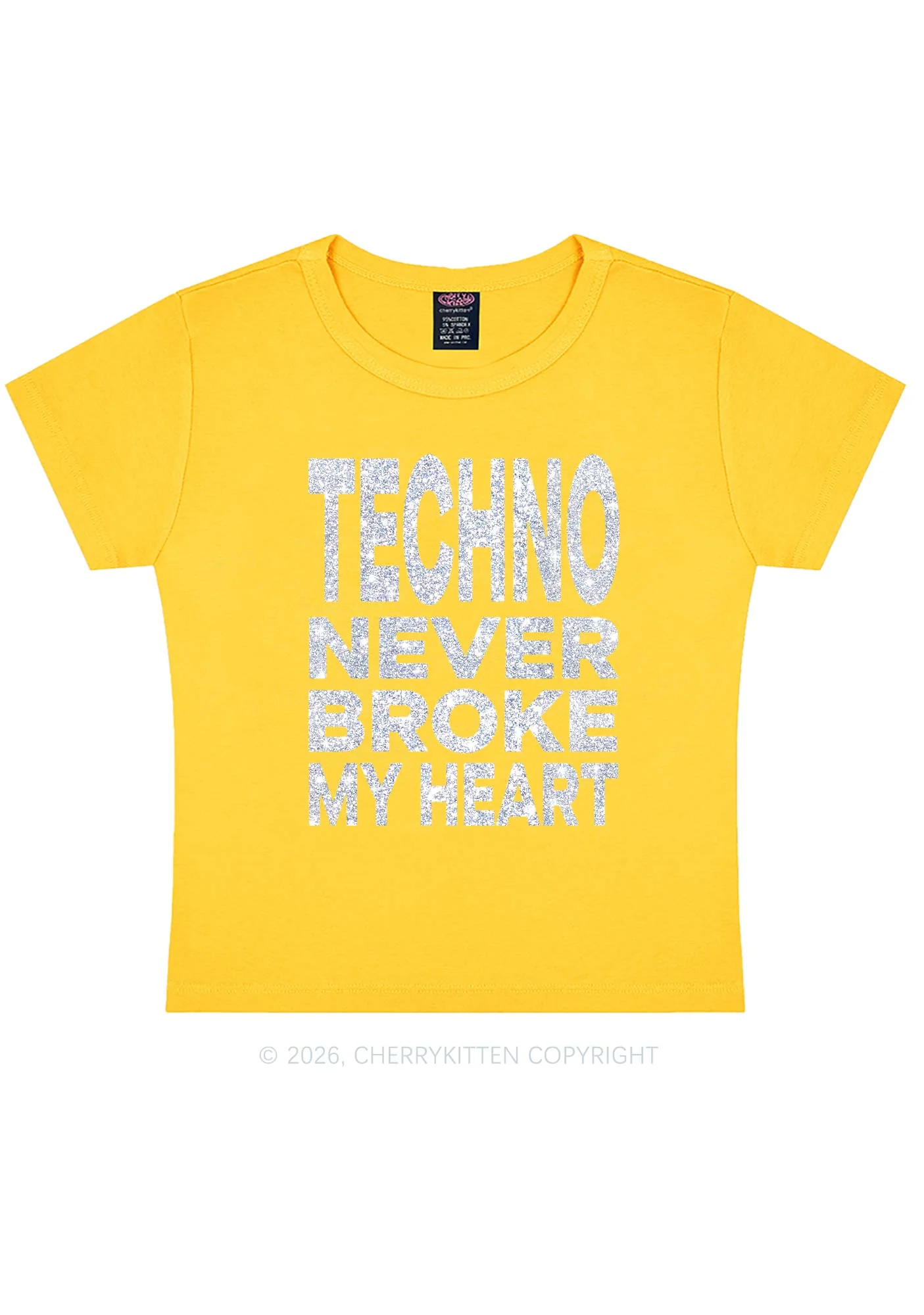 Glitter Techno Heart Y2K Baby Tee Cherrykitten - Image 13